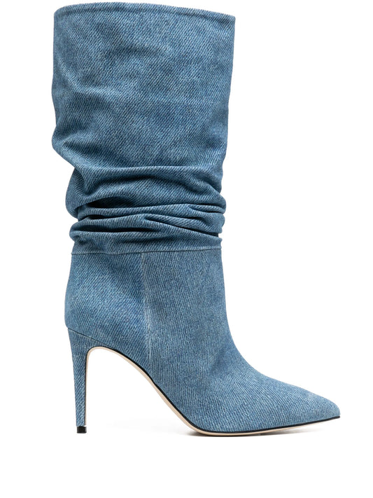 98mm pointed-toe denim boots