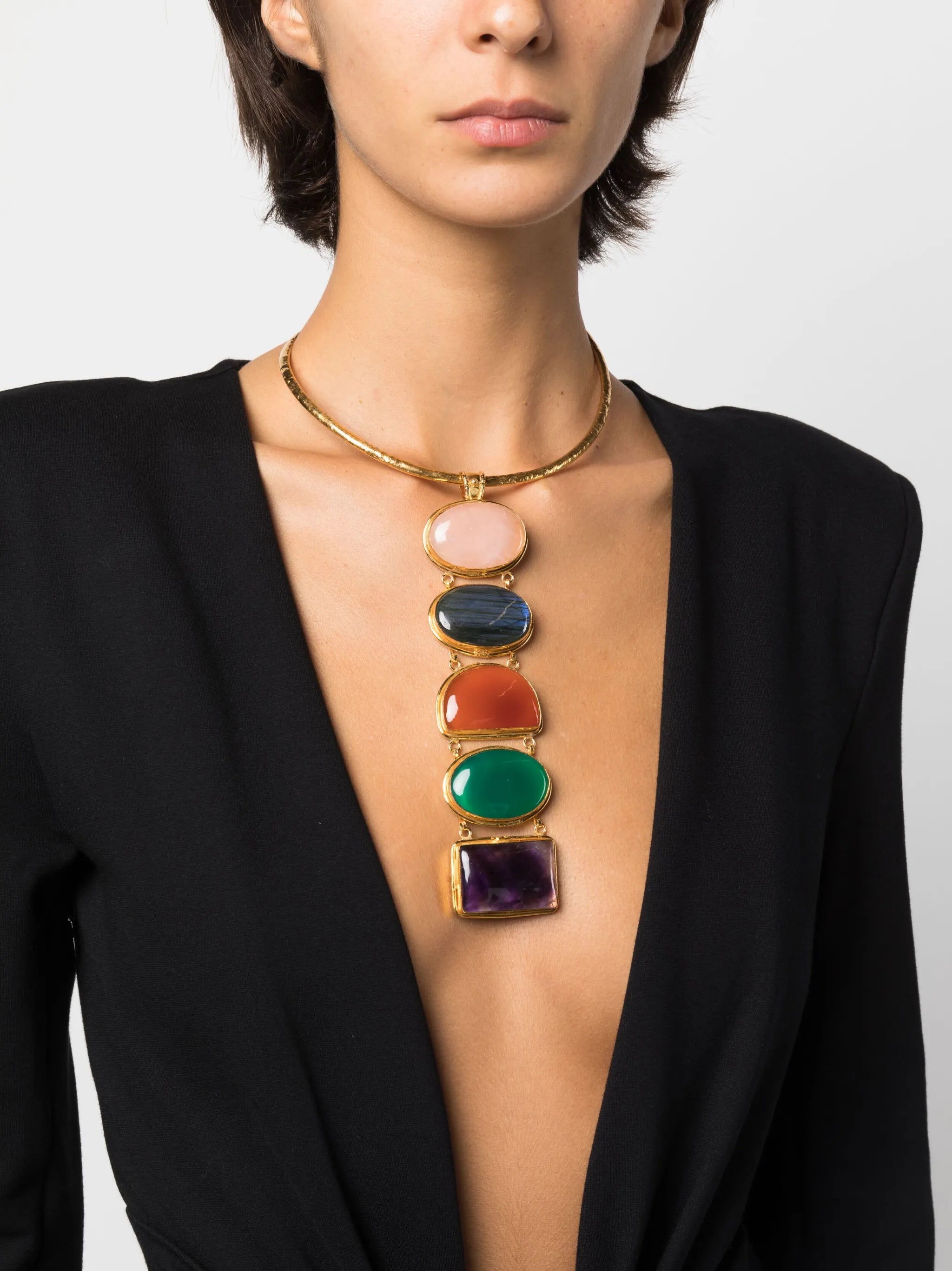 stone-embellished pendant necklace