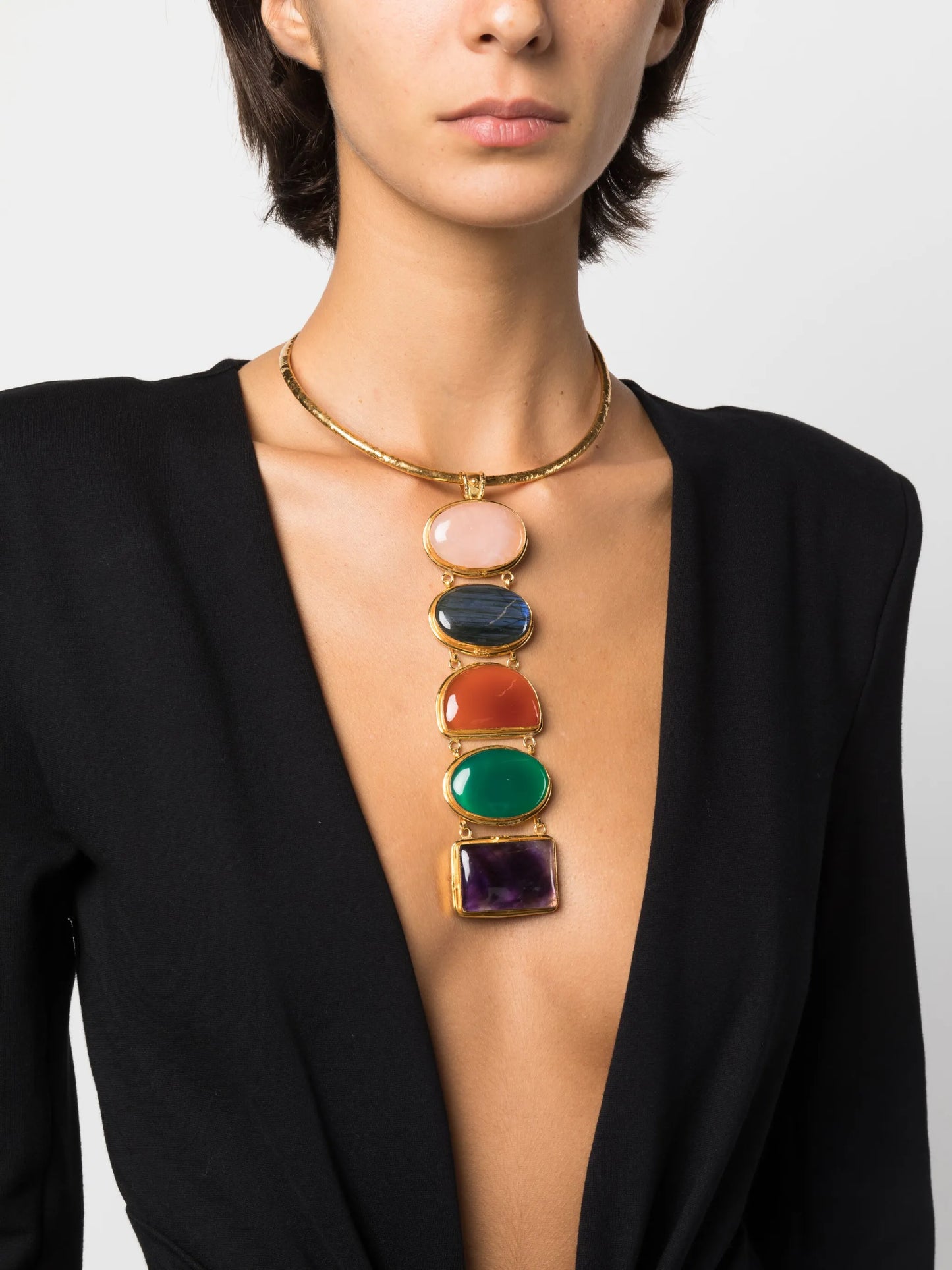 stone-embellished pendant necklace