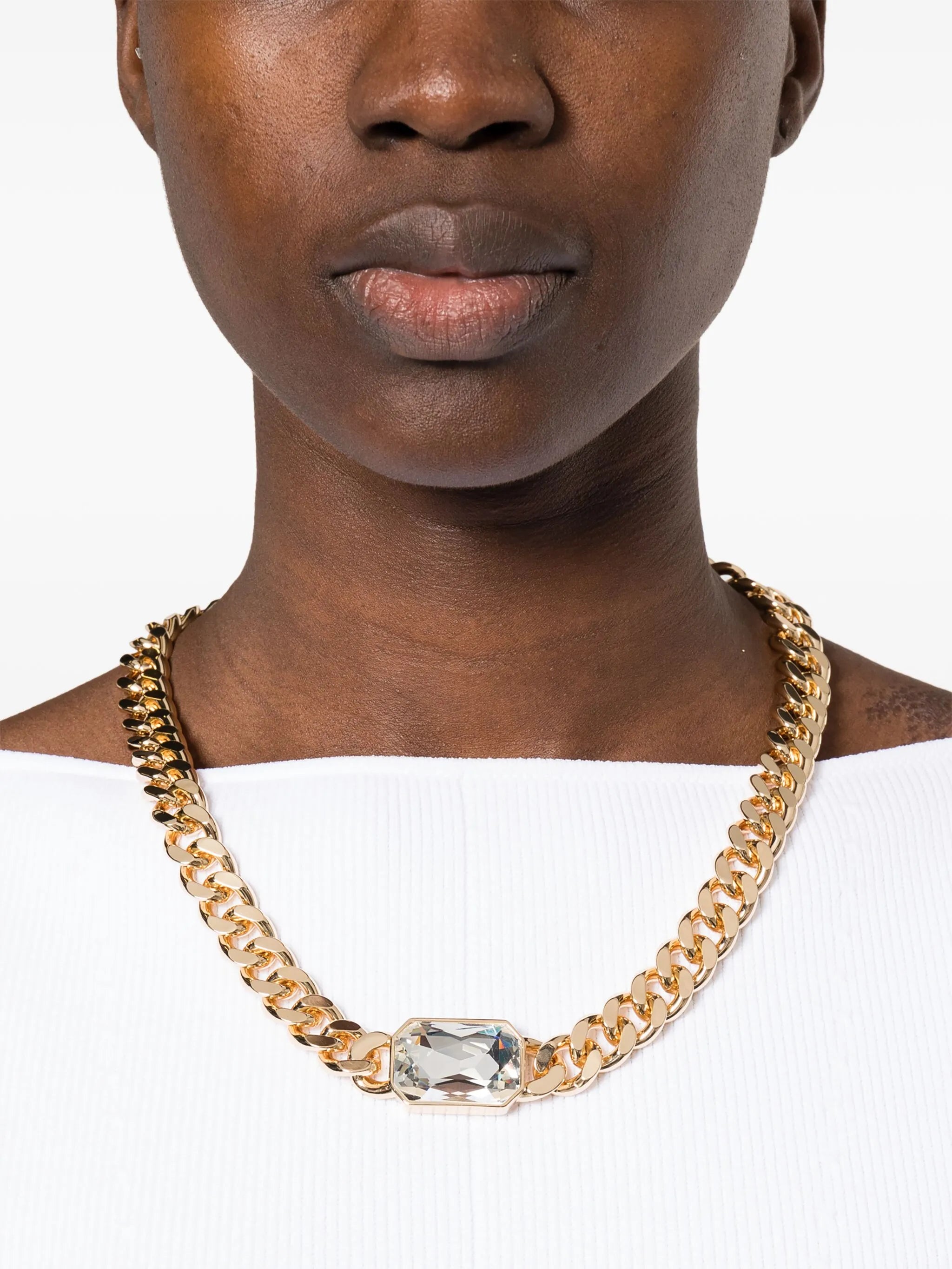 crystal-embellished chain-link necklace
