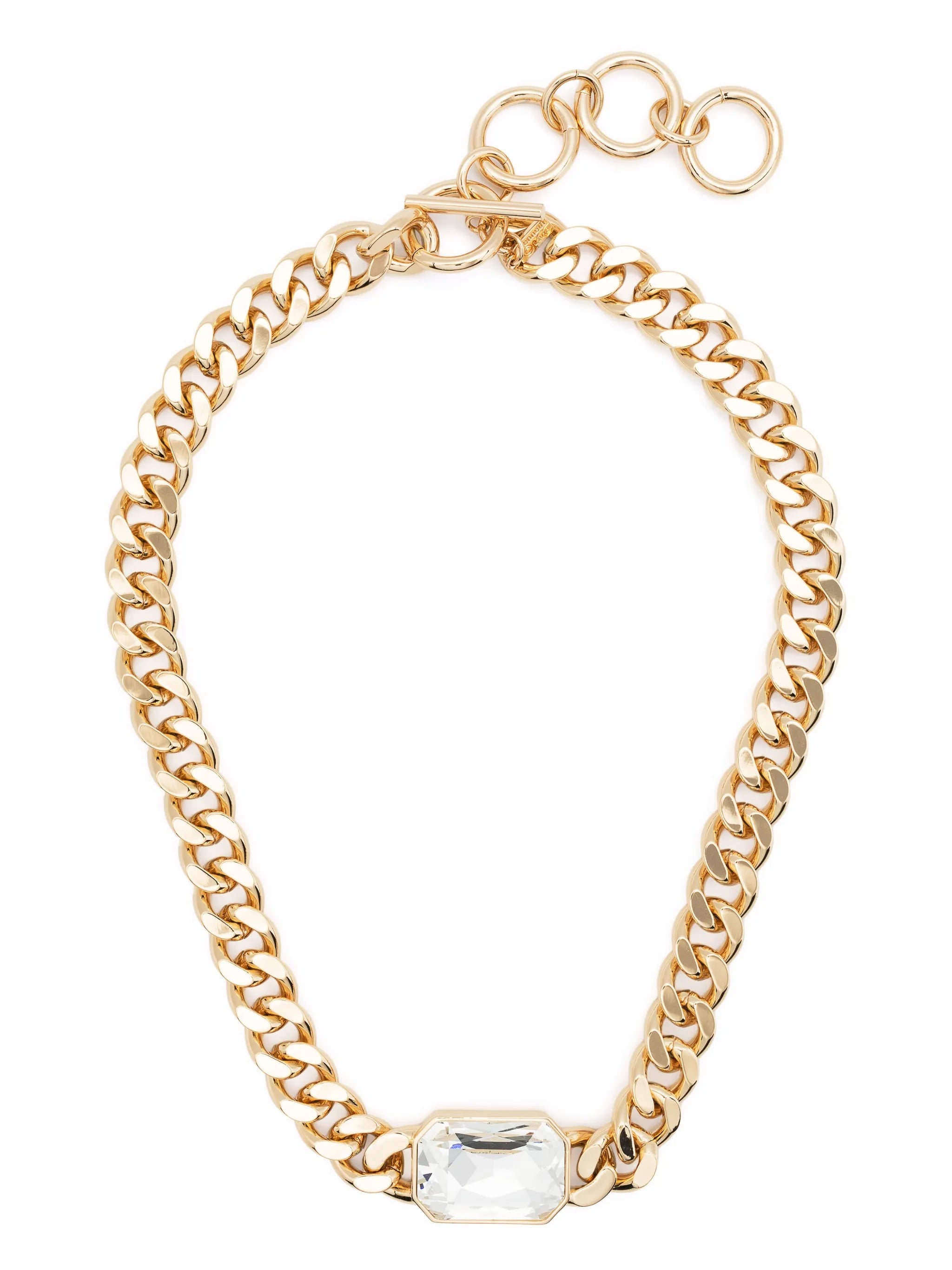 crystal-embellished chain-link necklace