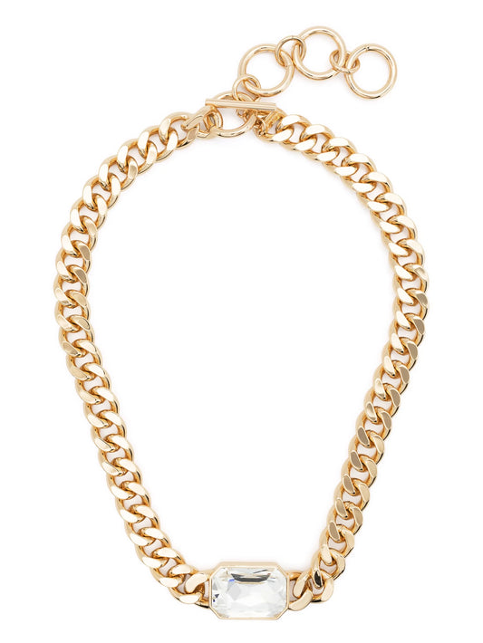 crystal-embellished chain-link necklace