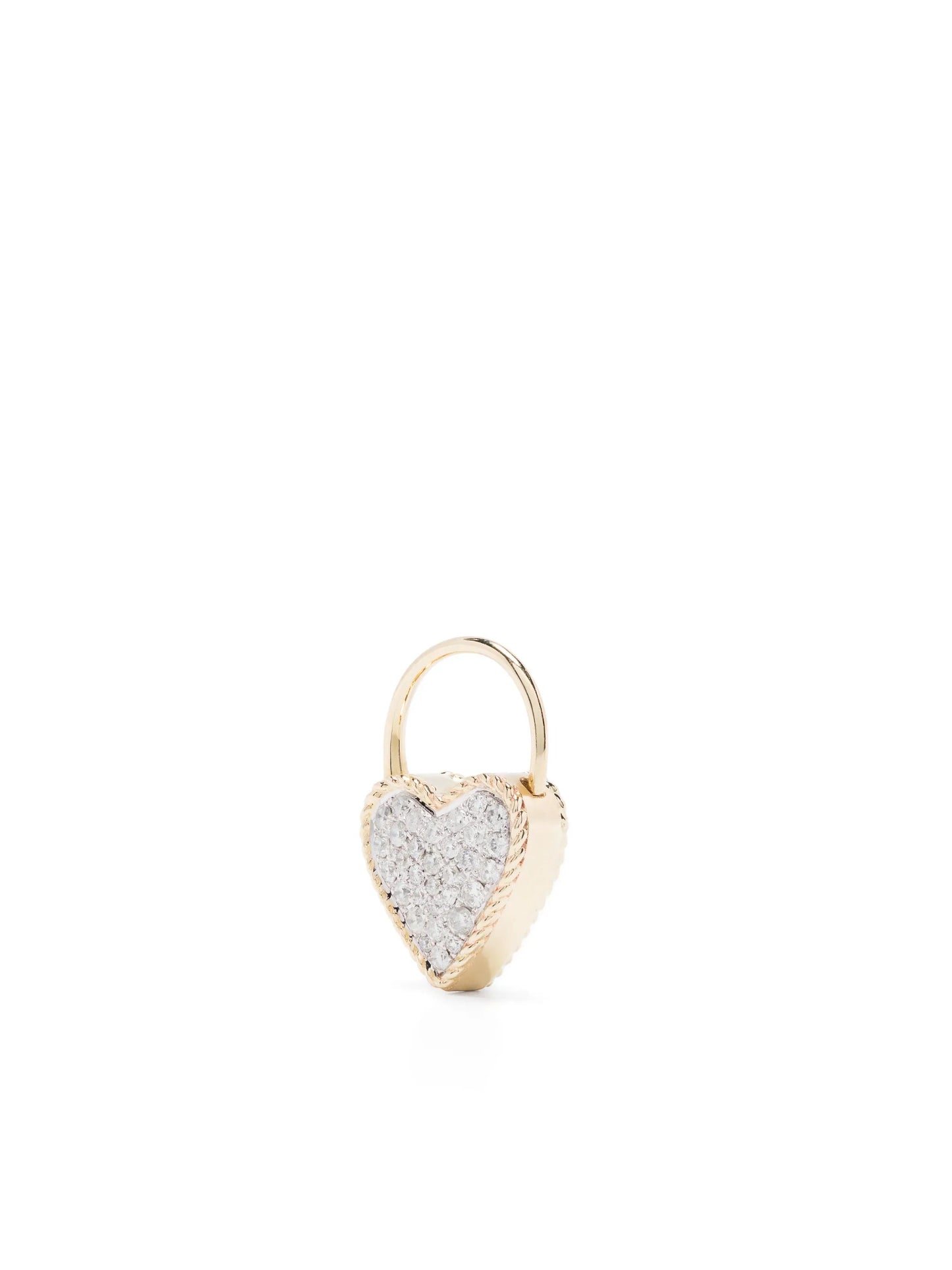 9kt yellow gold Creole Cadenas Coeur diamond earring