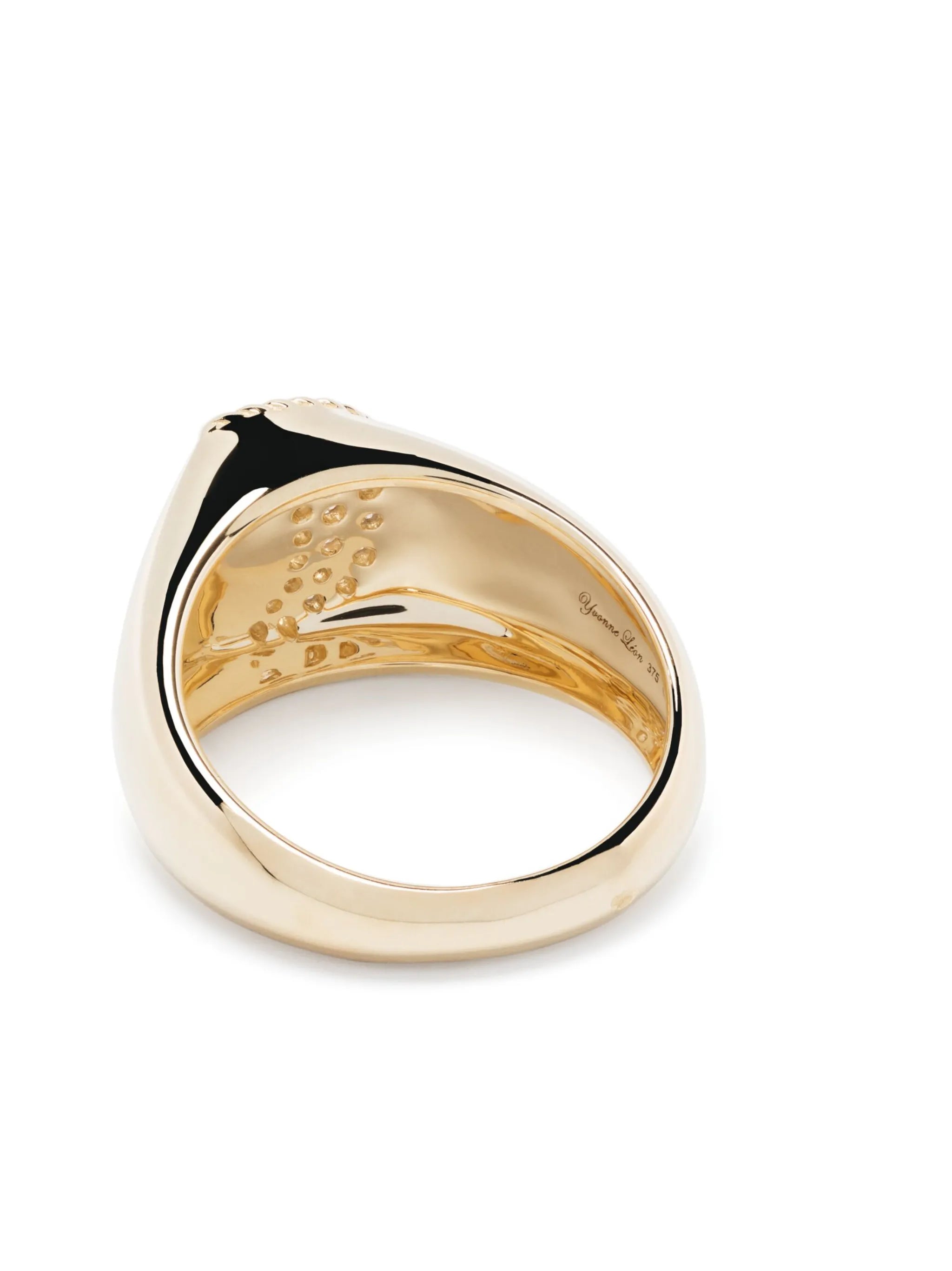 9kt yellow gold Chevalière Lune diamond signet ring