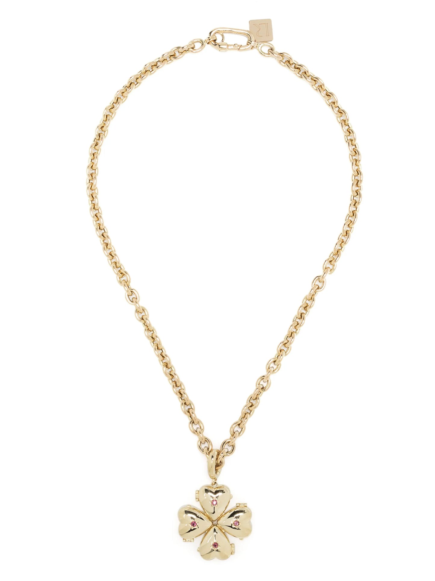 14kt yellow gold Clover ruby necklace