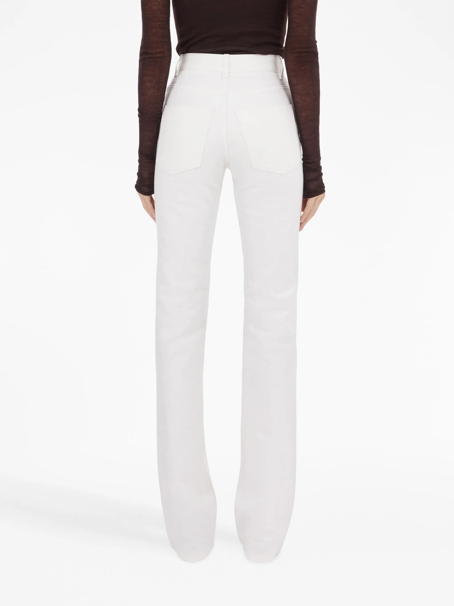 high-waist straight-leg denim trousers