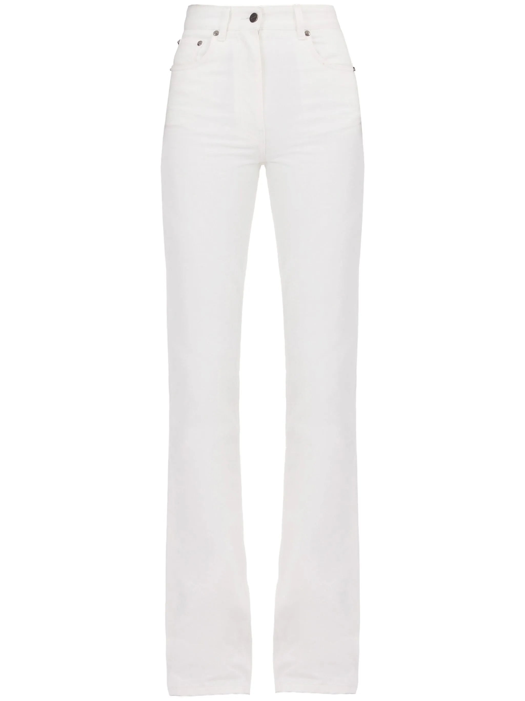 high-waist straight-leg denim trousers