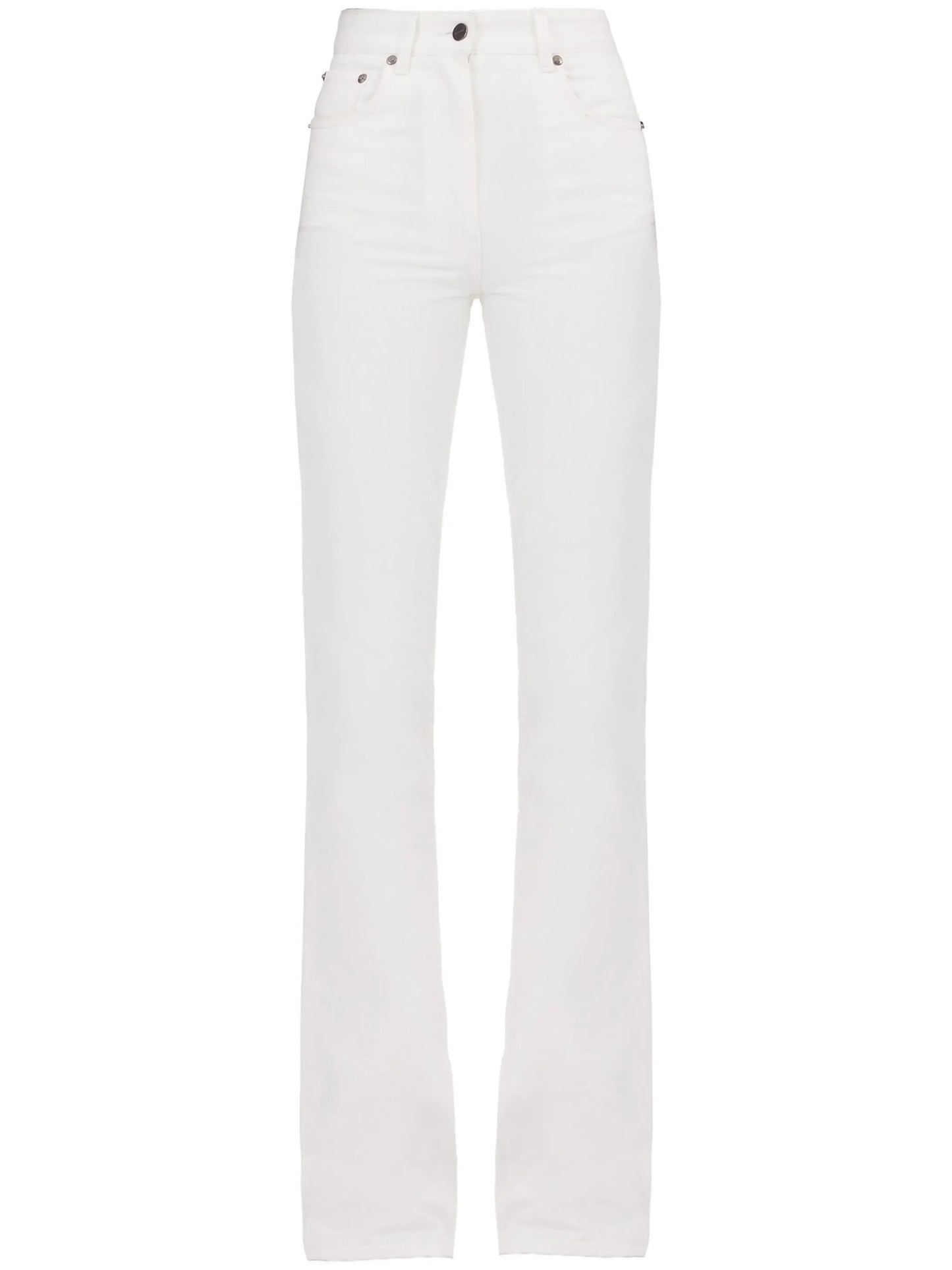 high-waist straight-leg denim trousers