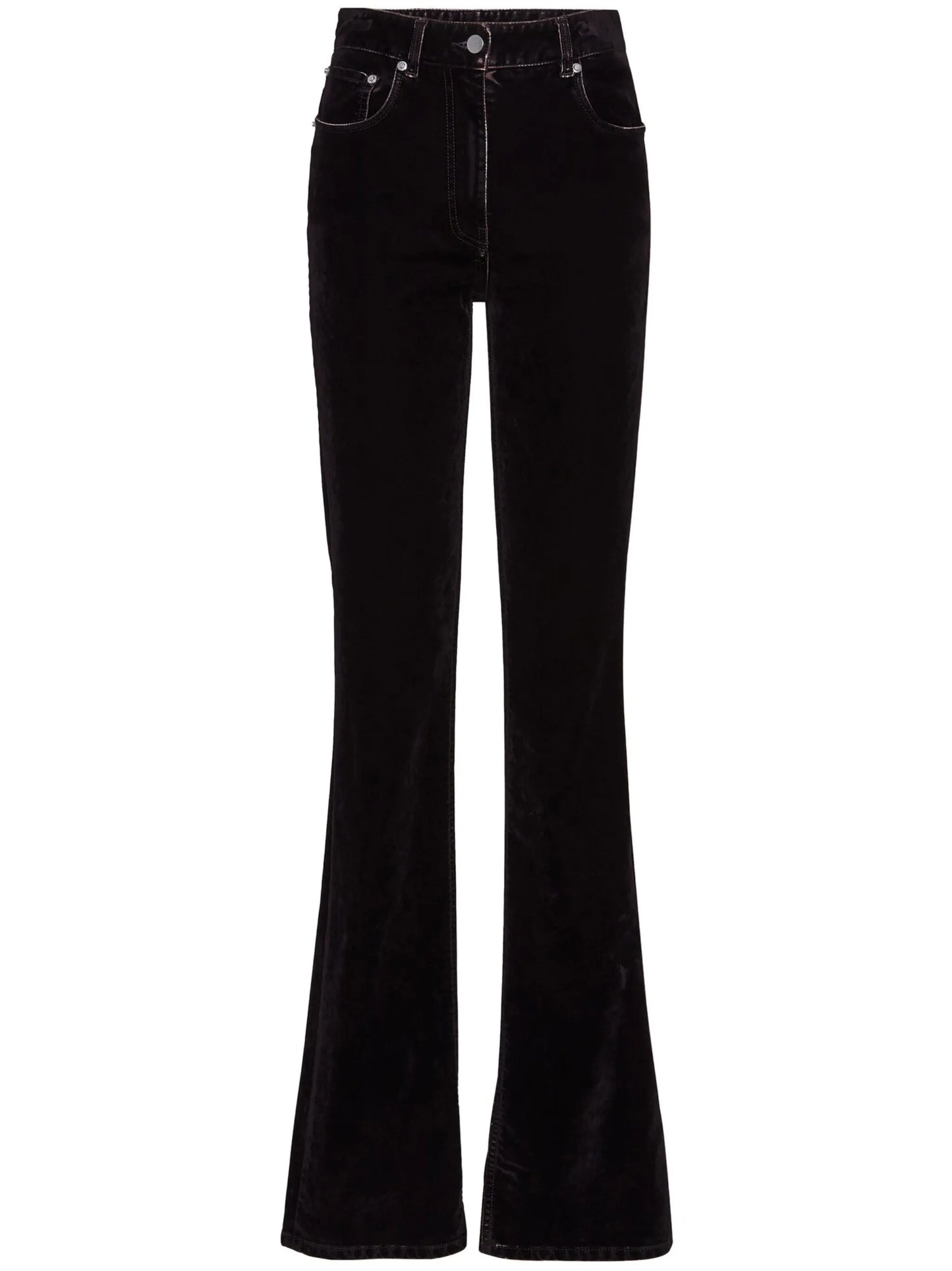 high-waist flared velvet trousers