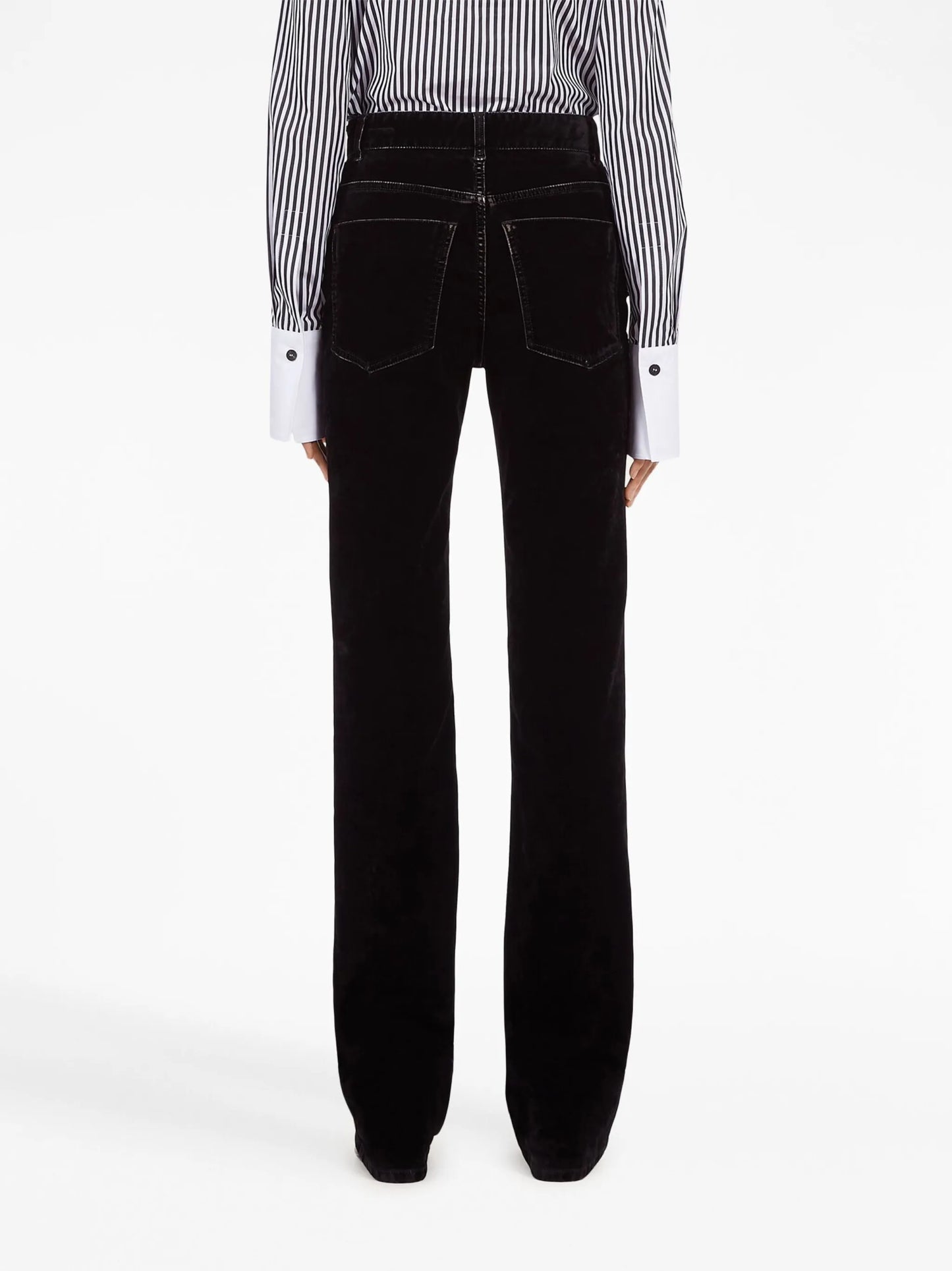 high-waist flared velvet trousers