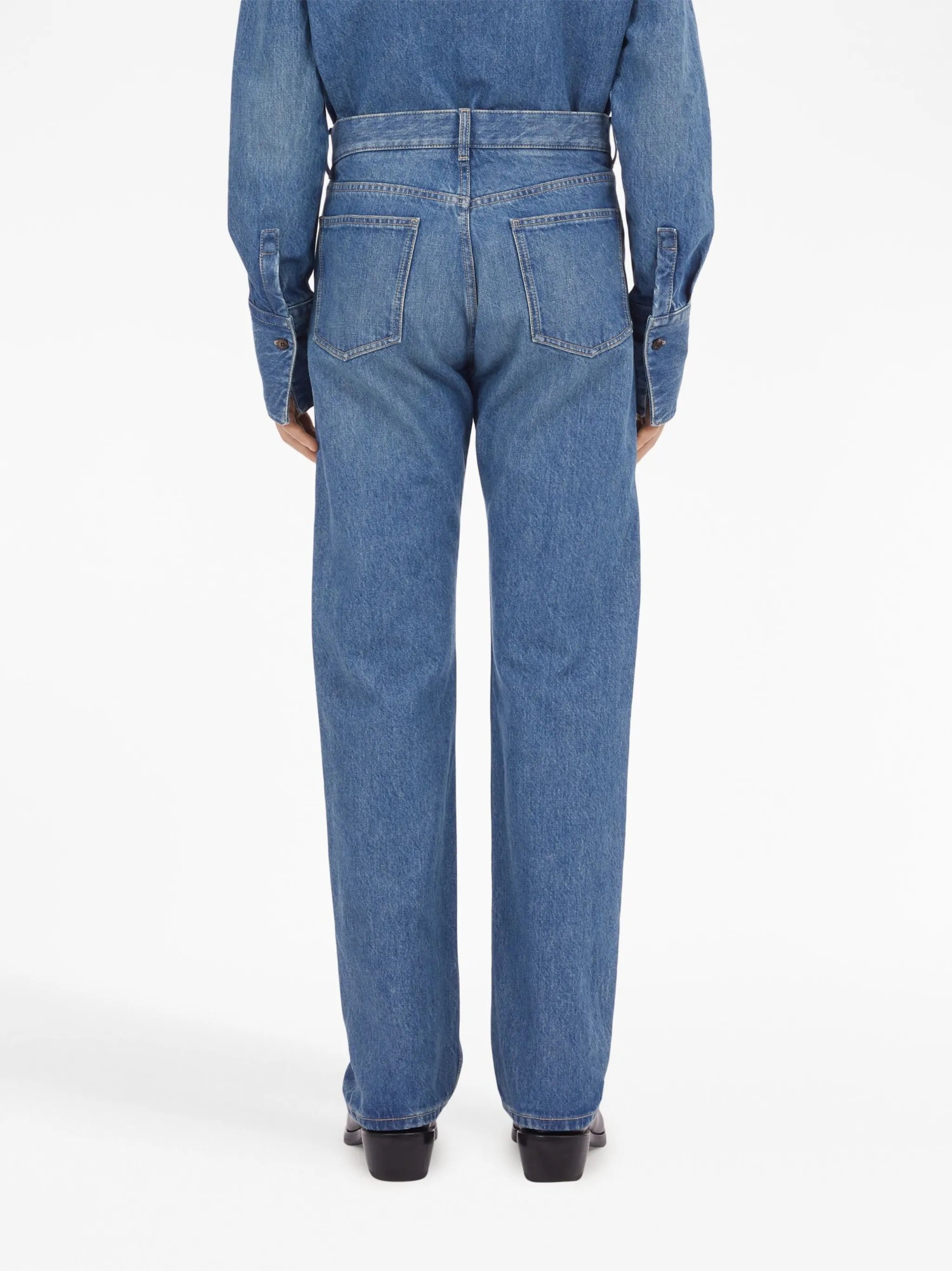 mid-rise straight-leg jeans
