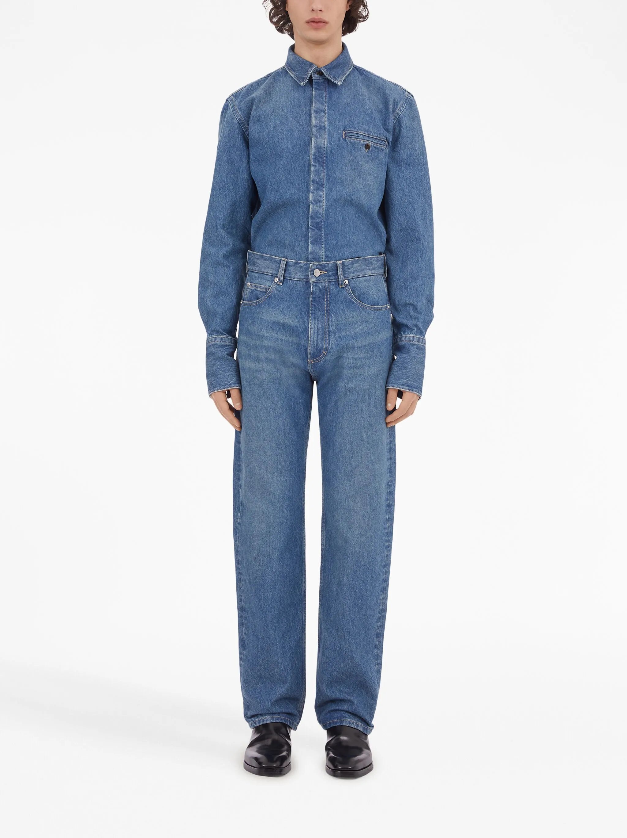 mid-rise straight-leg jeans