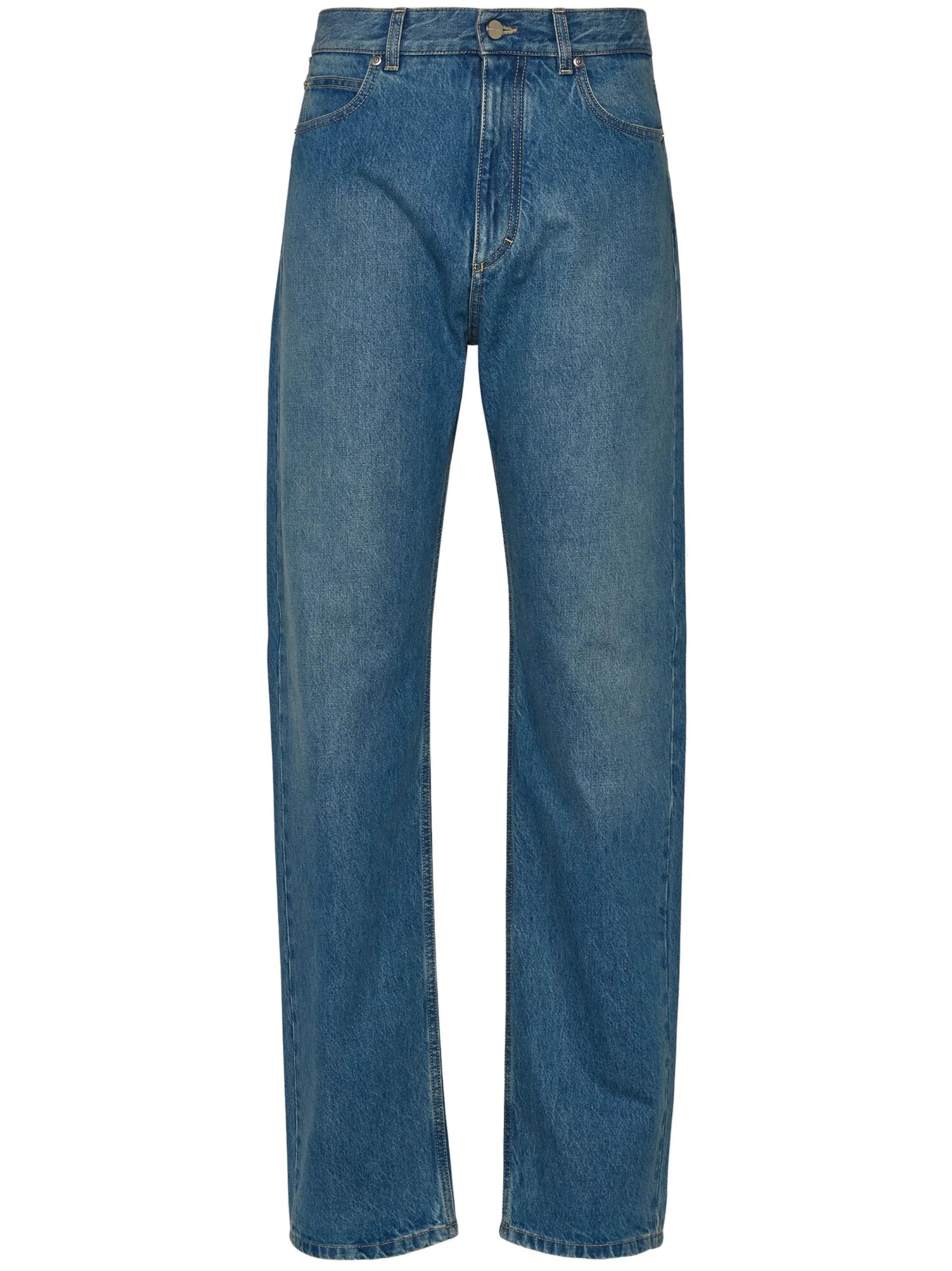 mid-rise straight-leg jeans