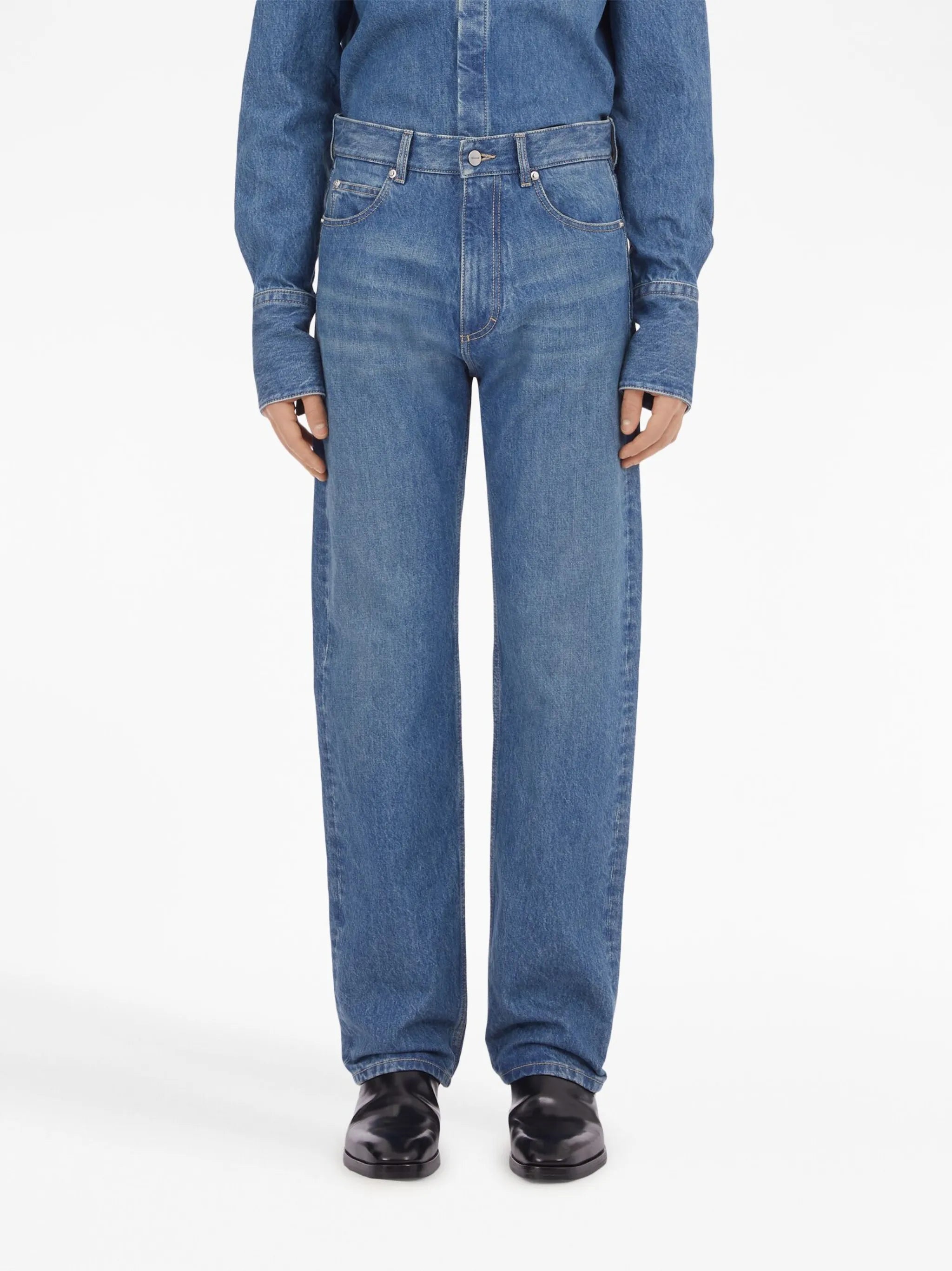 mid-rise straight-leg jeans