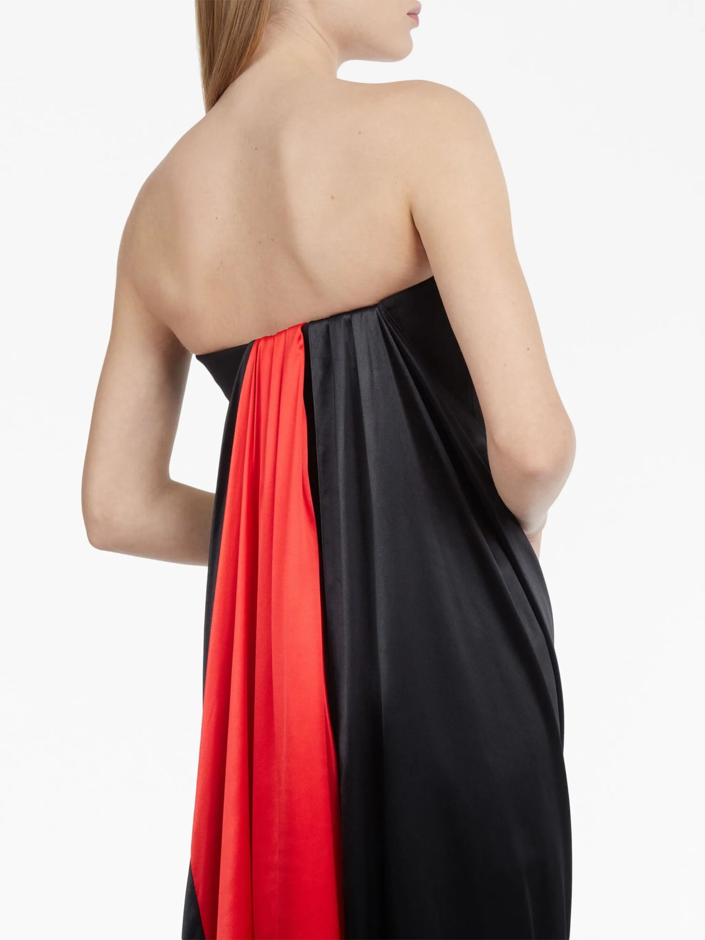 colour-block draped gown