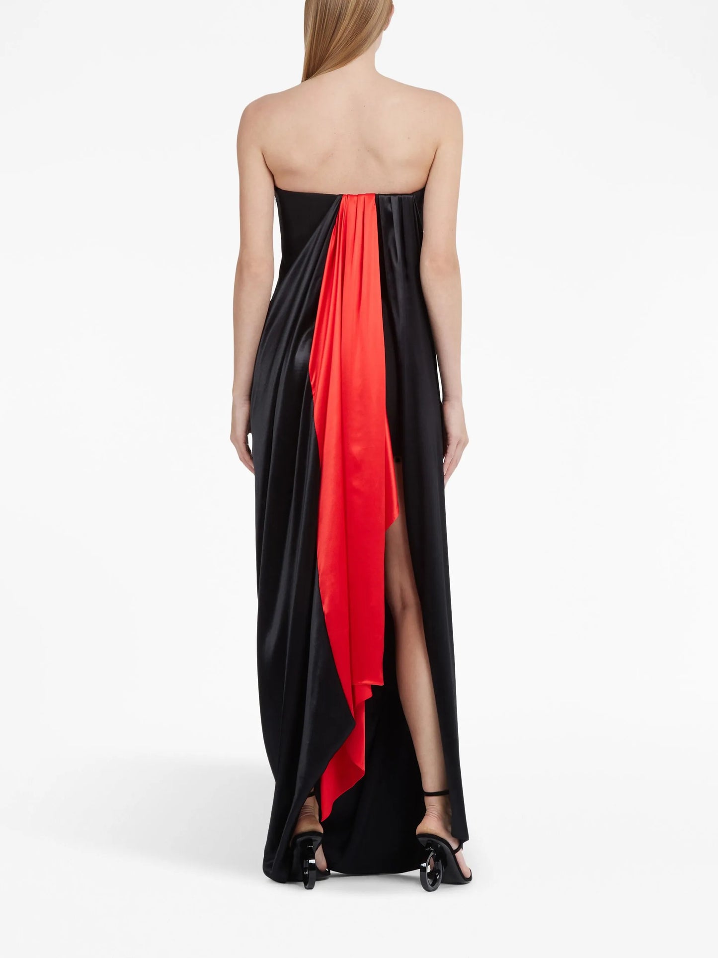 colour-block draped gown