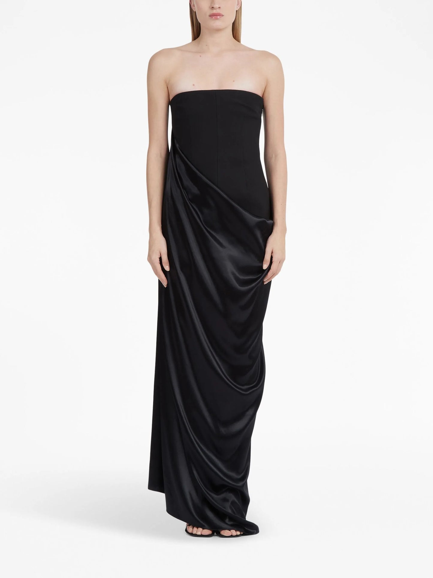colour-block draped gown