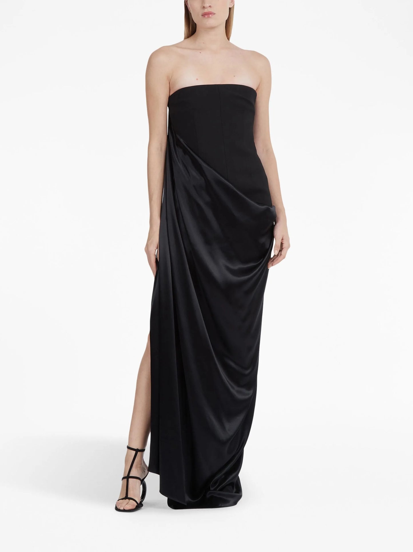 colour-block draped gown