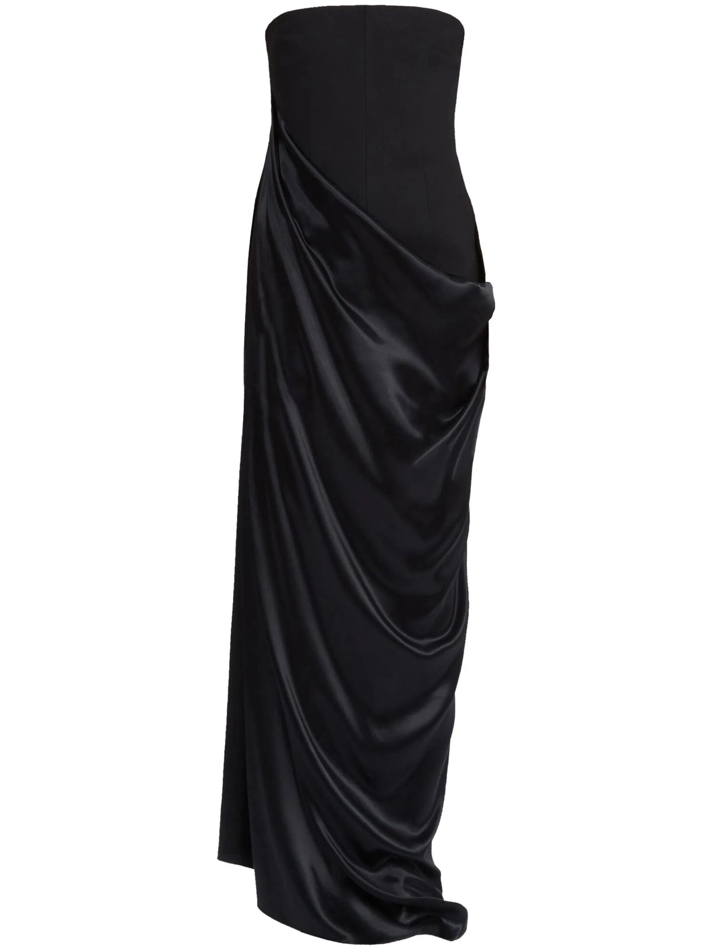 colour-block draped gown