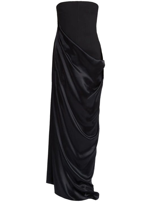 colour-block draped gown