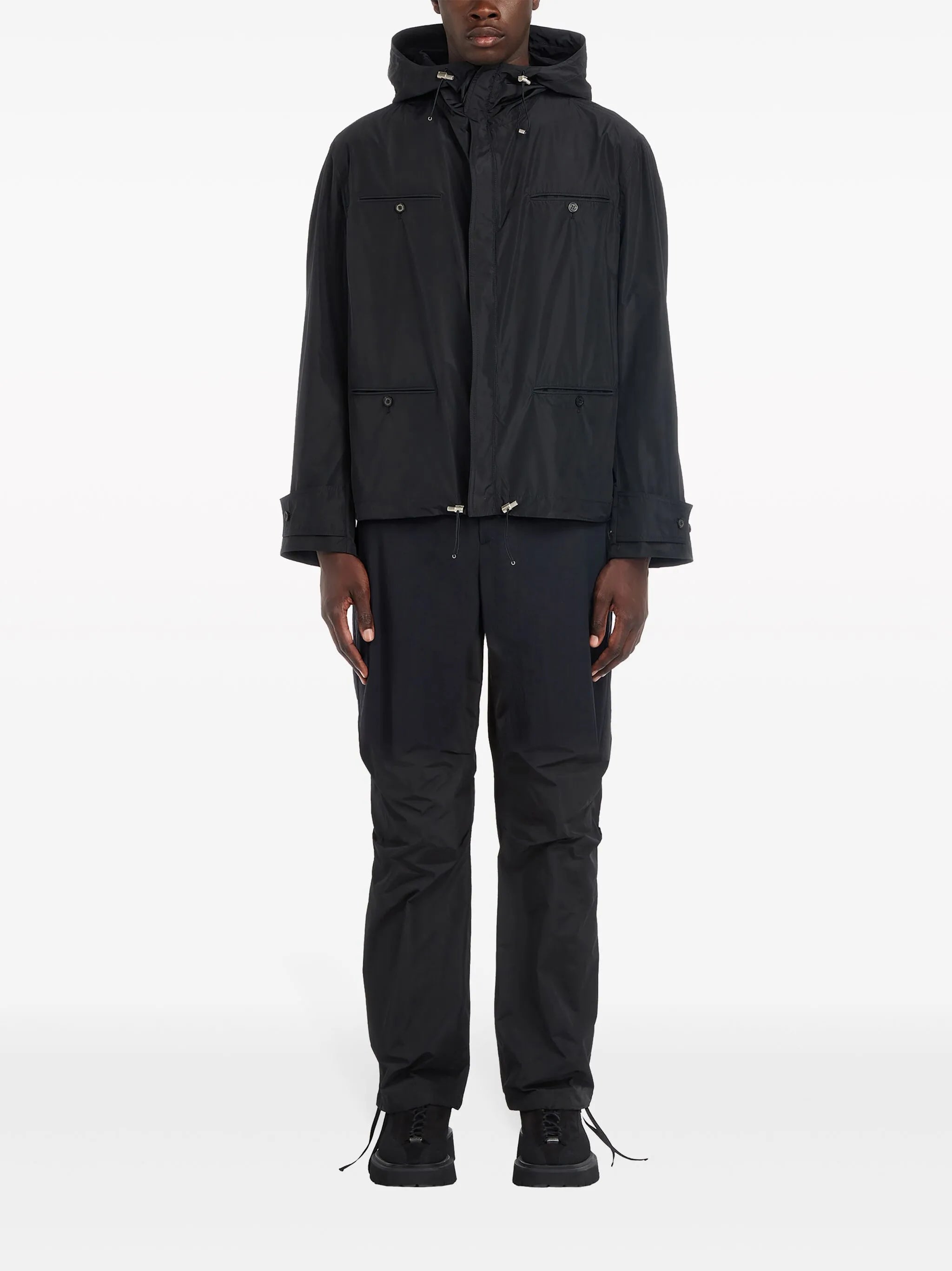 drawstring-hem hooded jacket