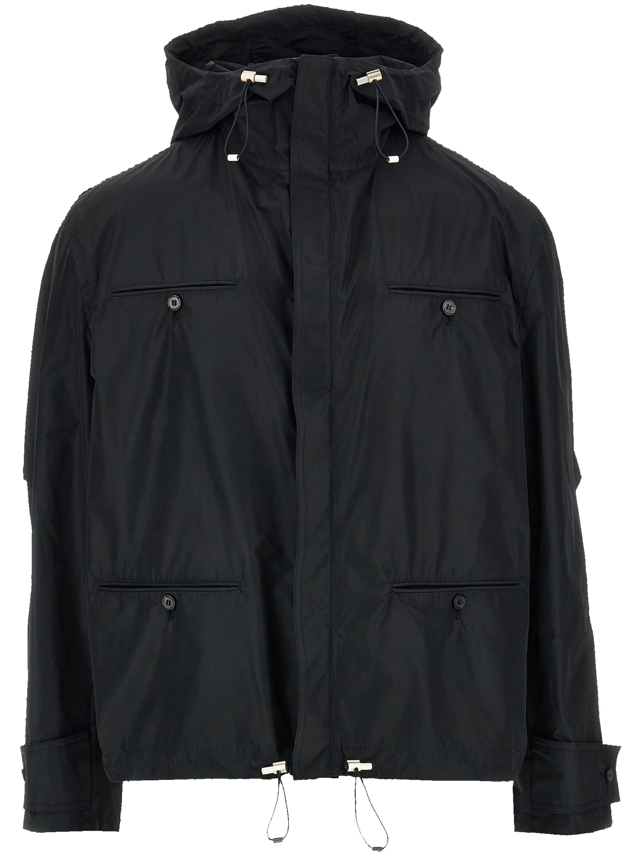 drawstring-hem hooded jacket