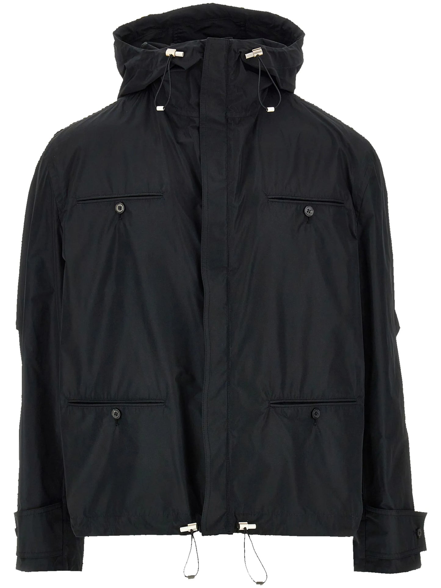 drawstring-hem hooded jacket