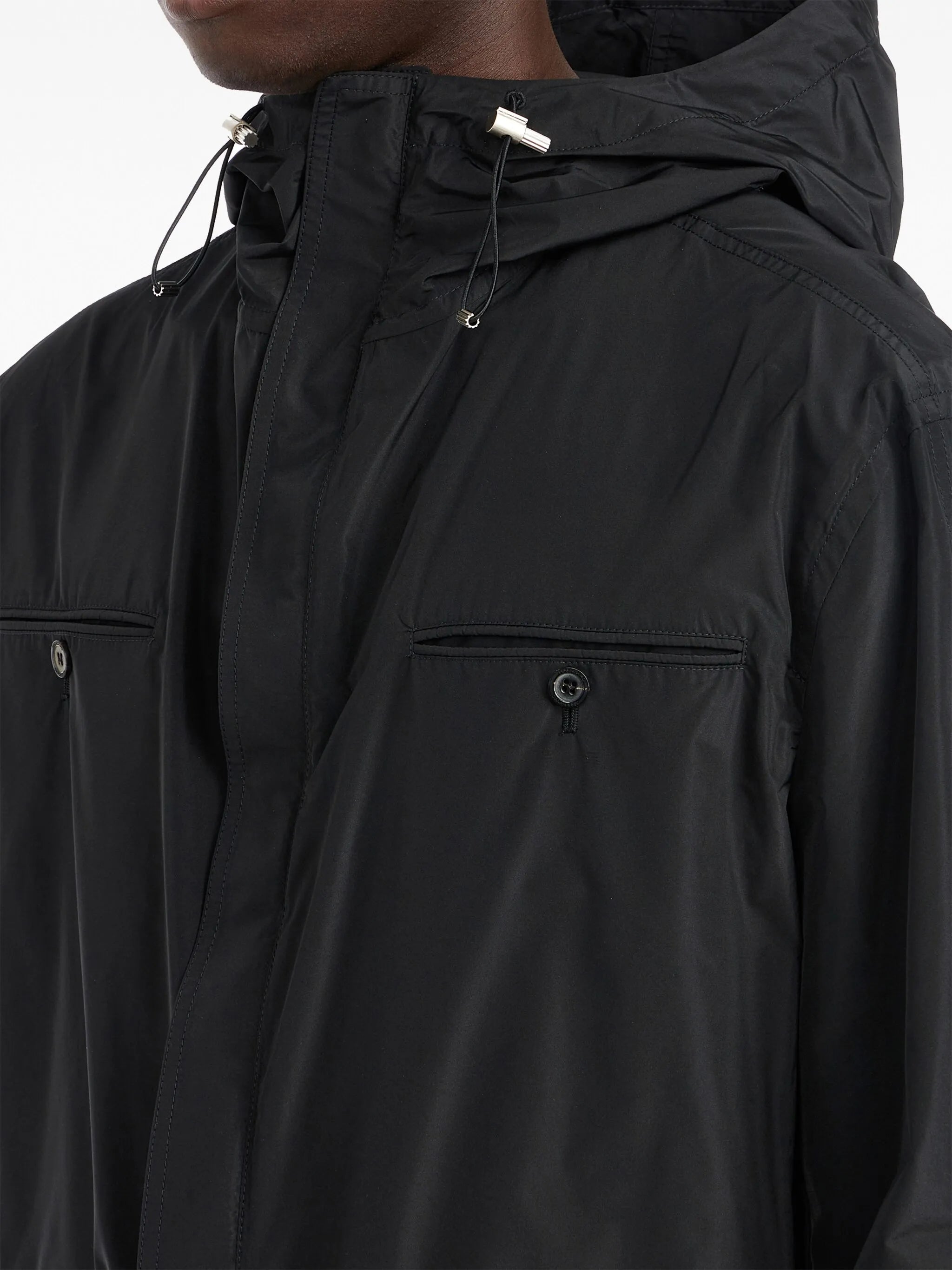 drawstring-hem hooded jacket