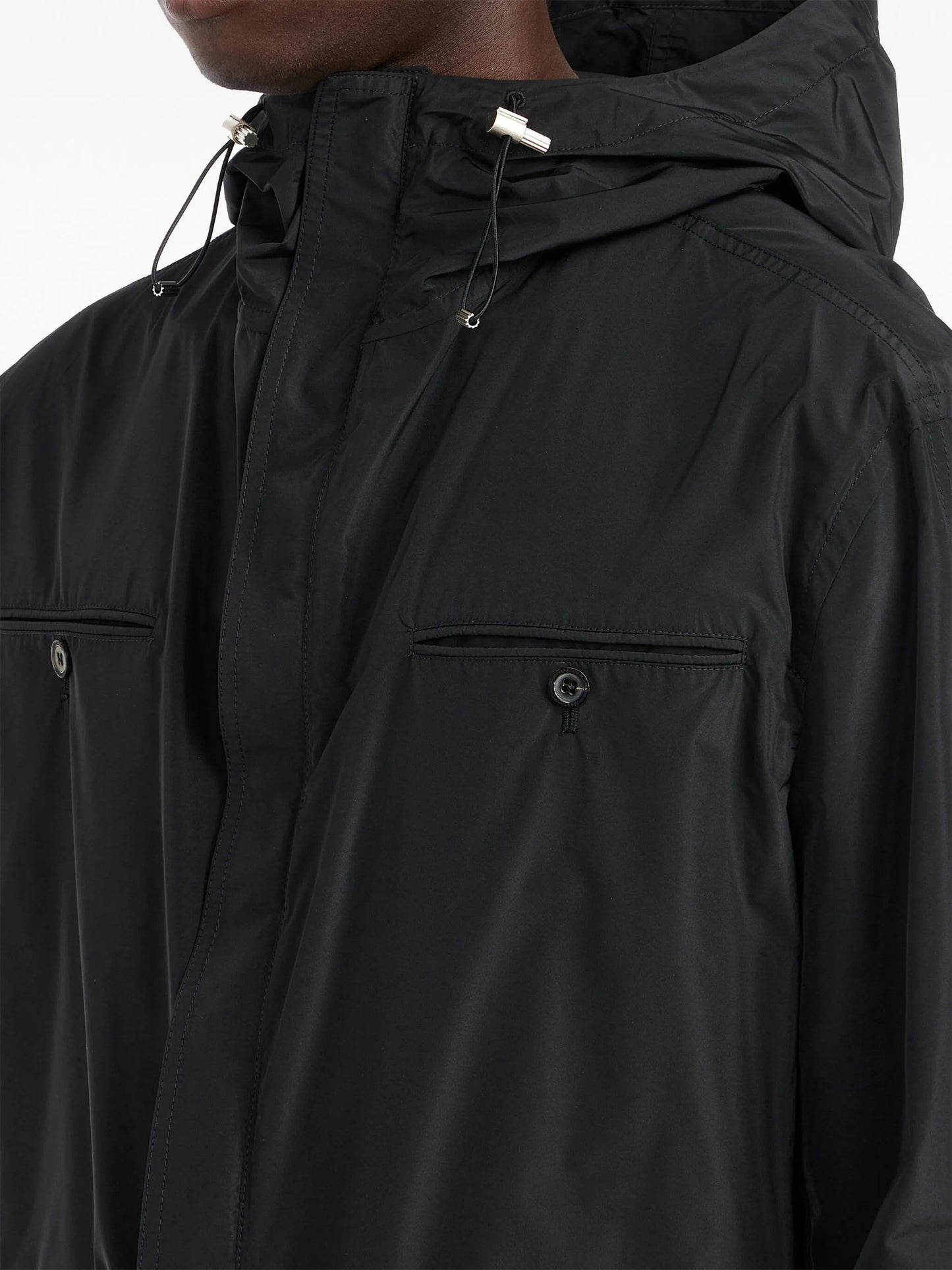 drawstring-hem hooded jacket