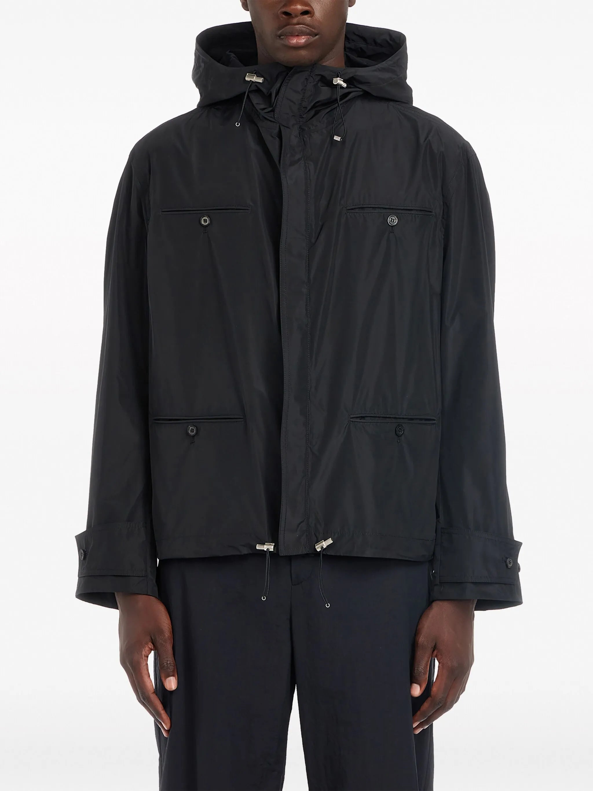 drawstring-hem hooded jacket