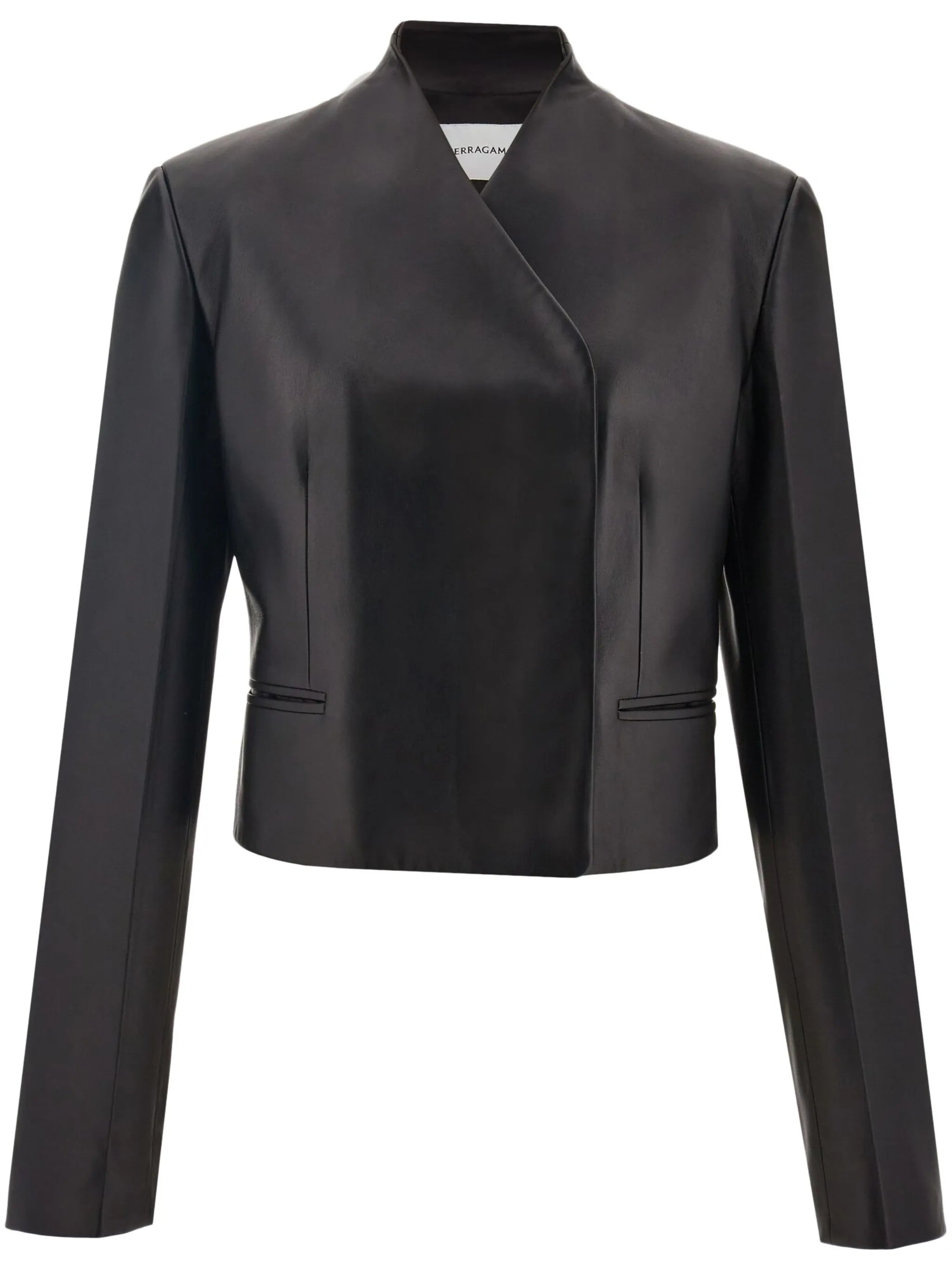 V-neck leather jacket
