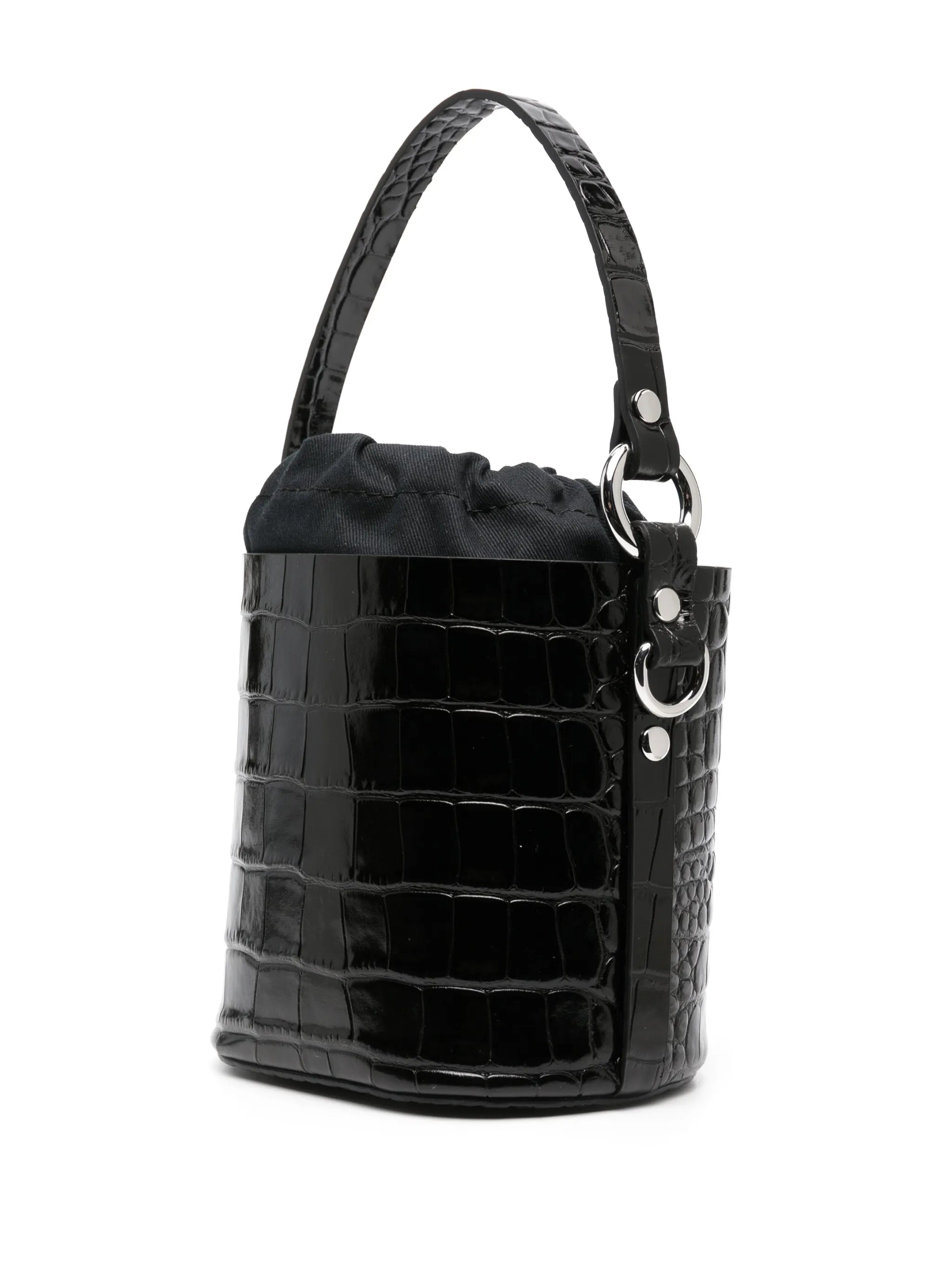 logo-plaque leather bucket bag
