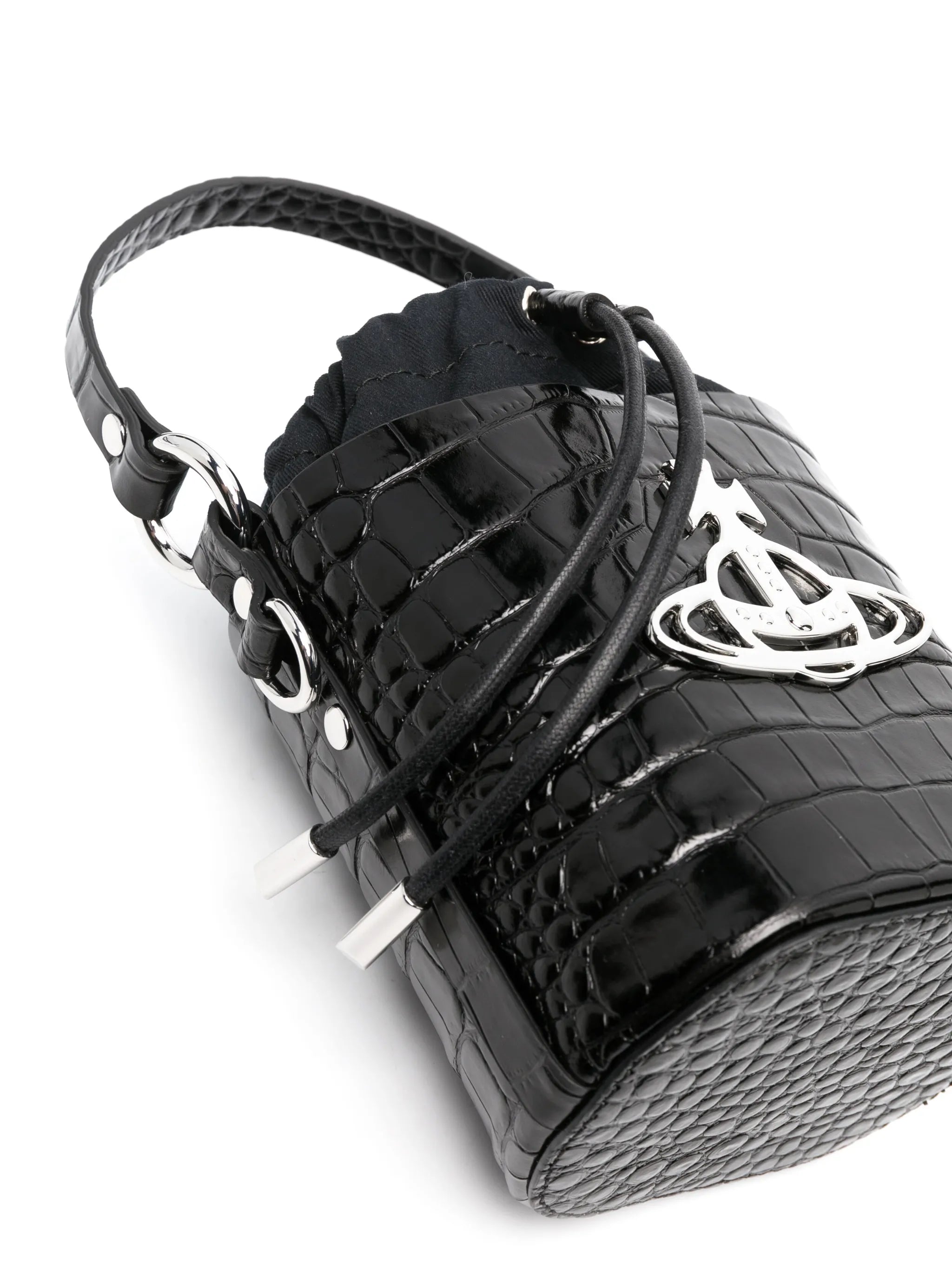 logo-plaque leather bucket bag