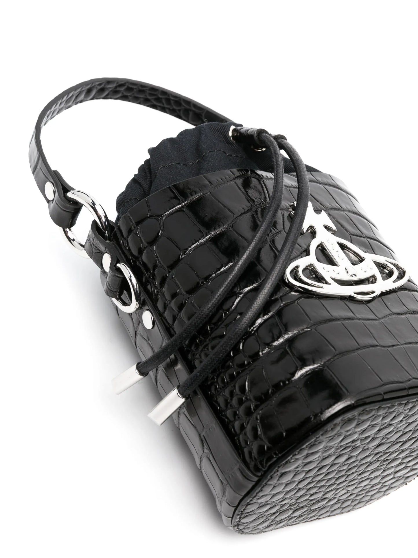 logo-plaque leather bucket bag