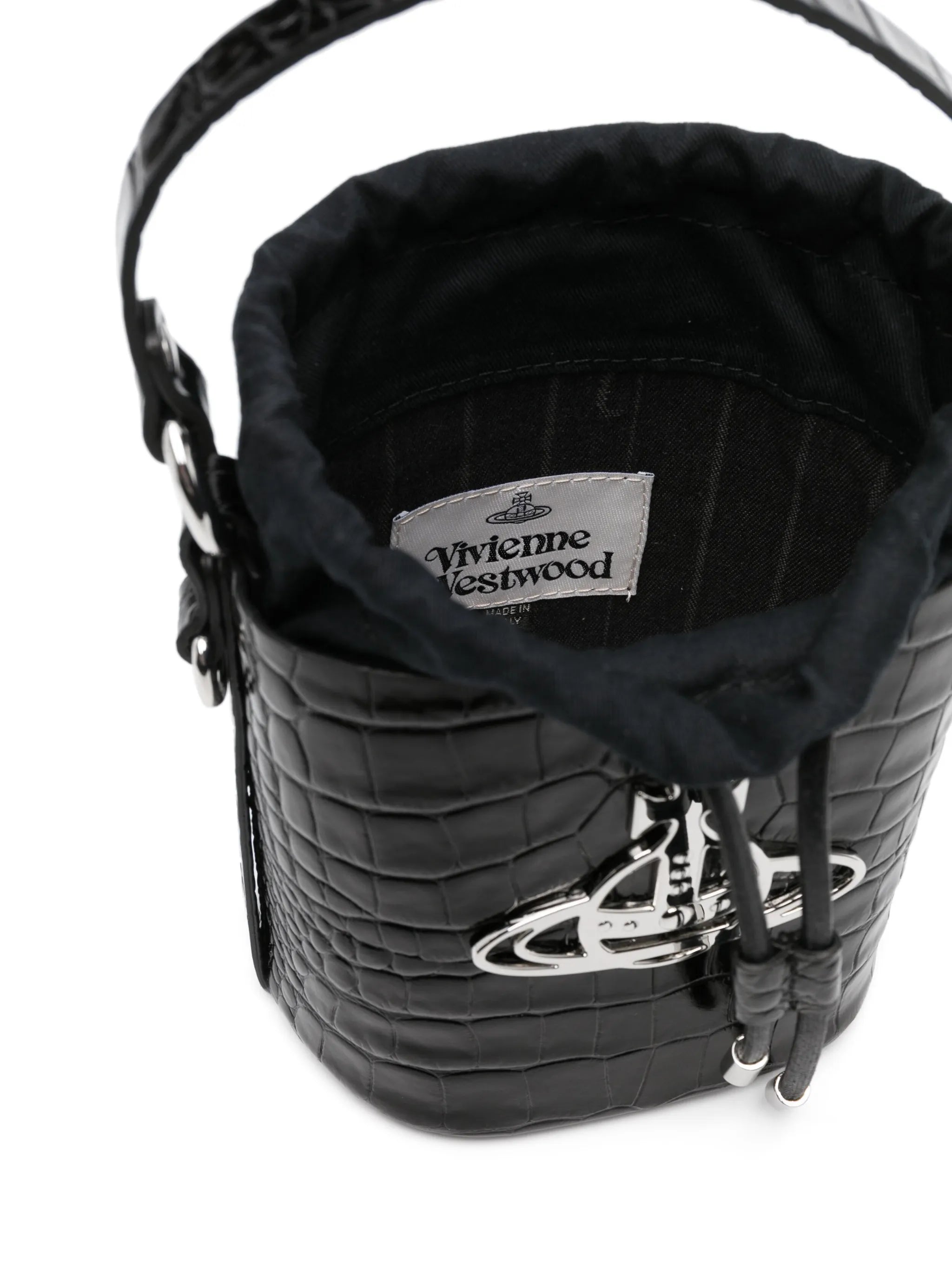 logo-plaque leather bucket bag