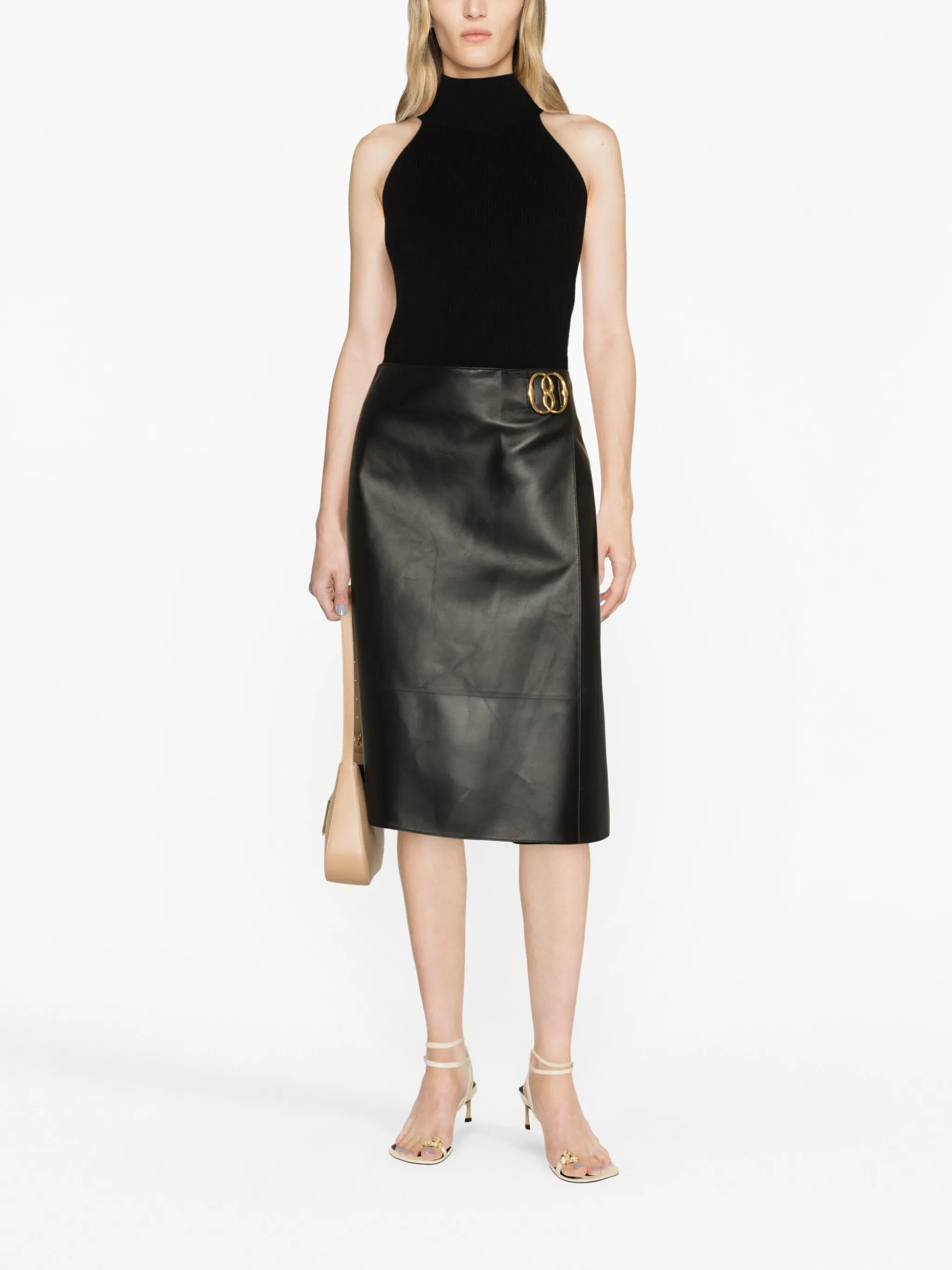leather midi skirt