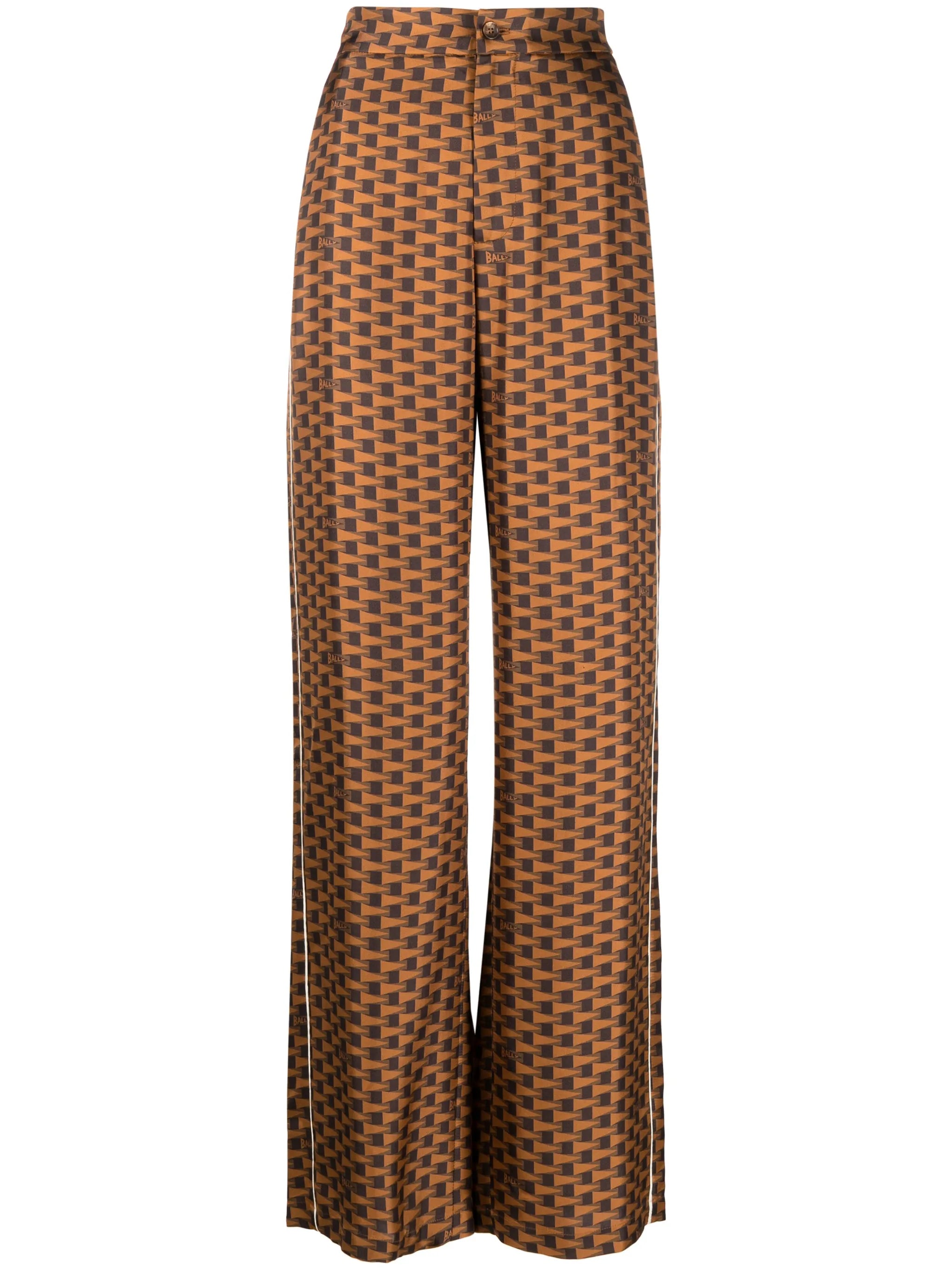 Pennant-print wide-leg trousers