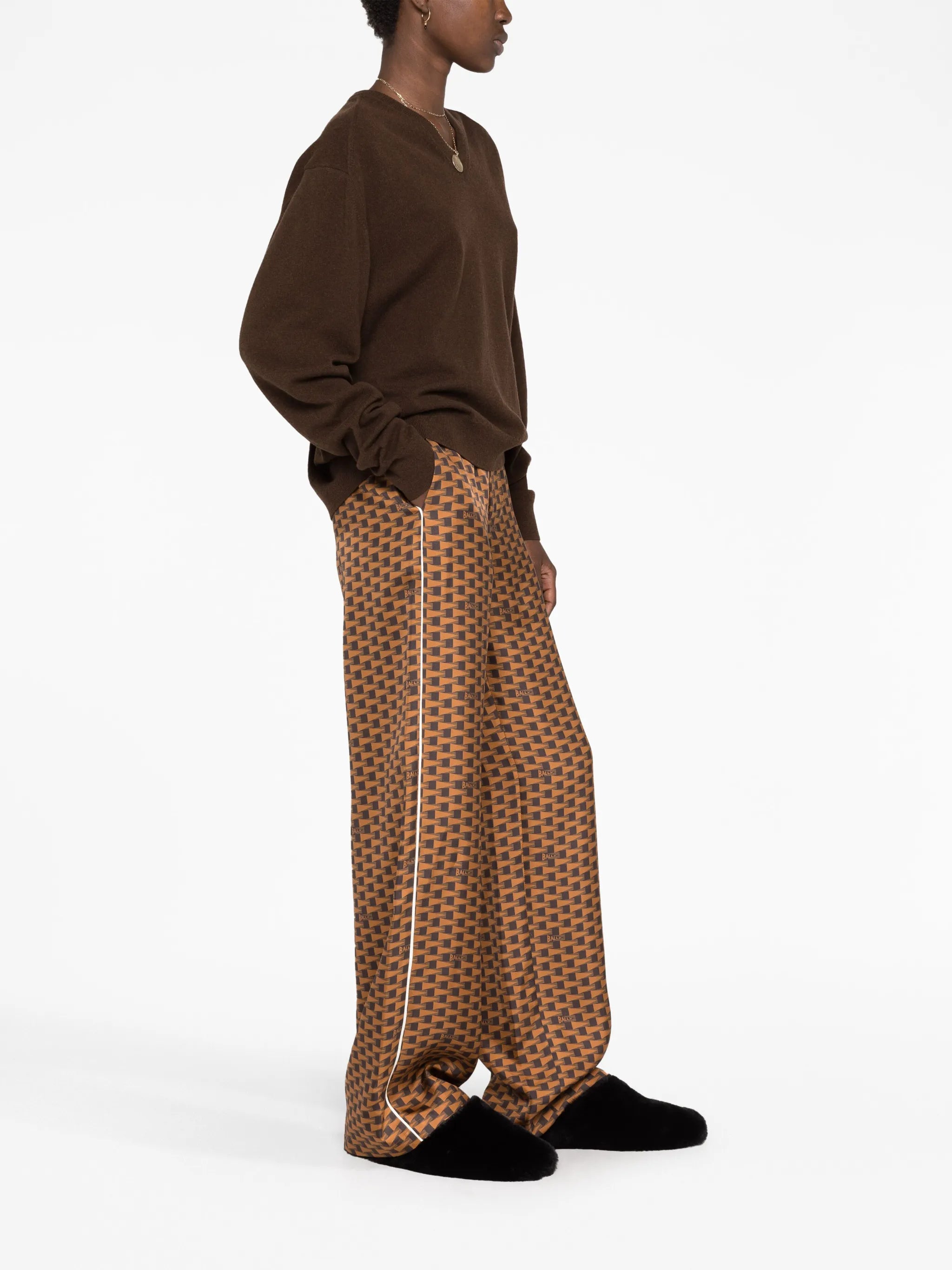 Pennant-print wide-leg trousers