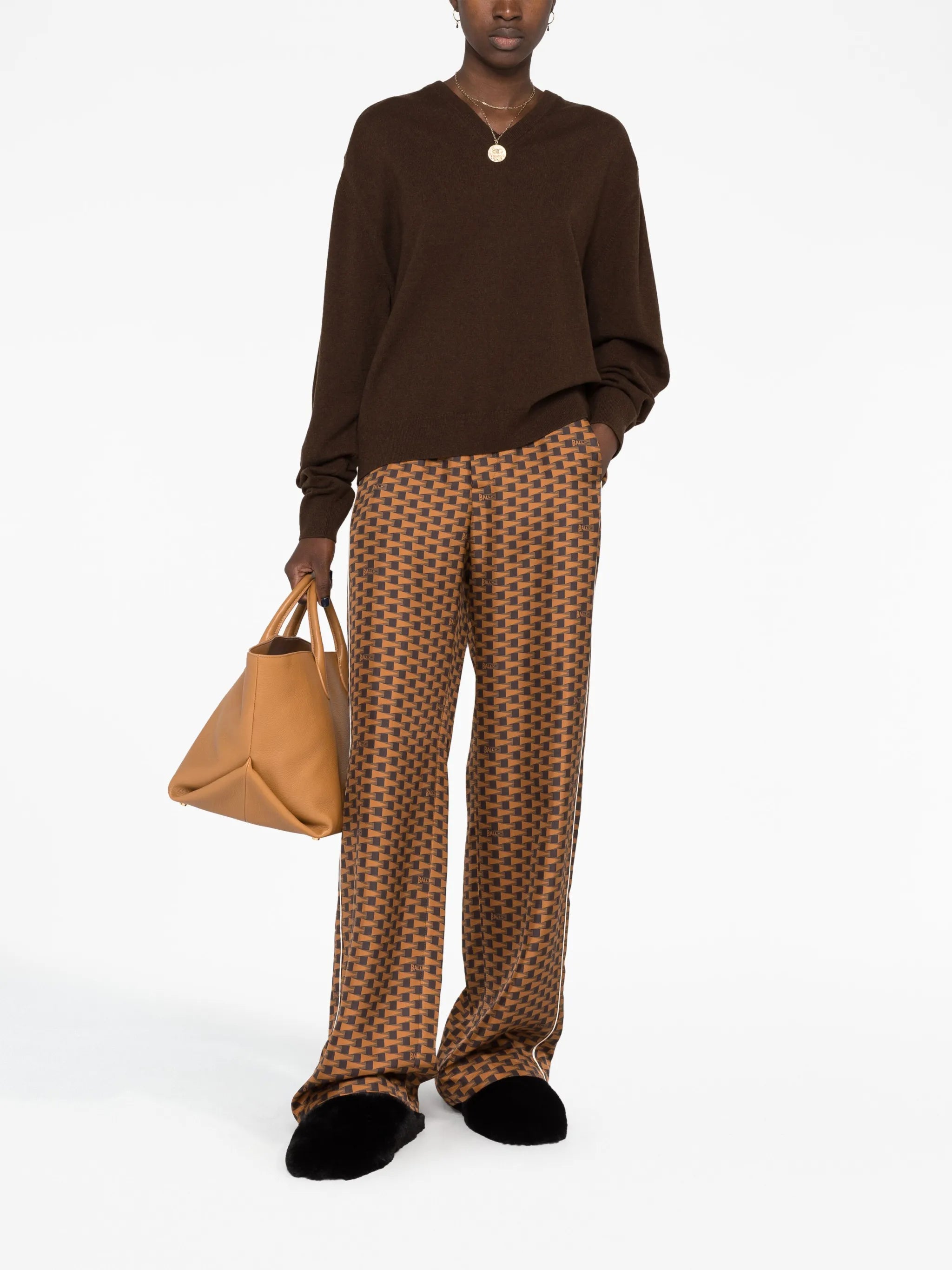 Pennant-print wide-leg trousers