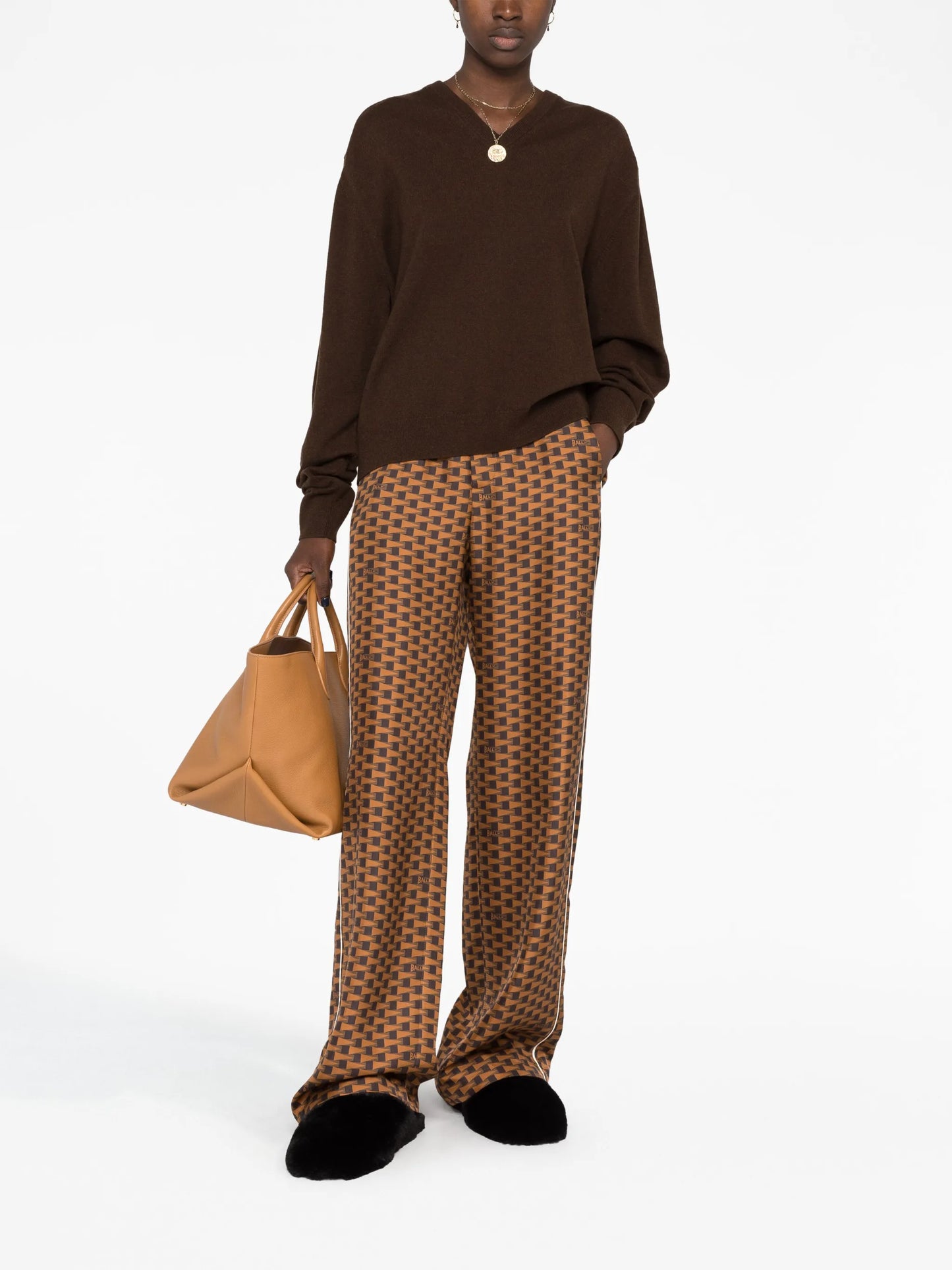 Pennant-print wide-leg trousers