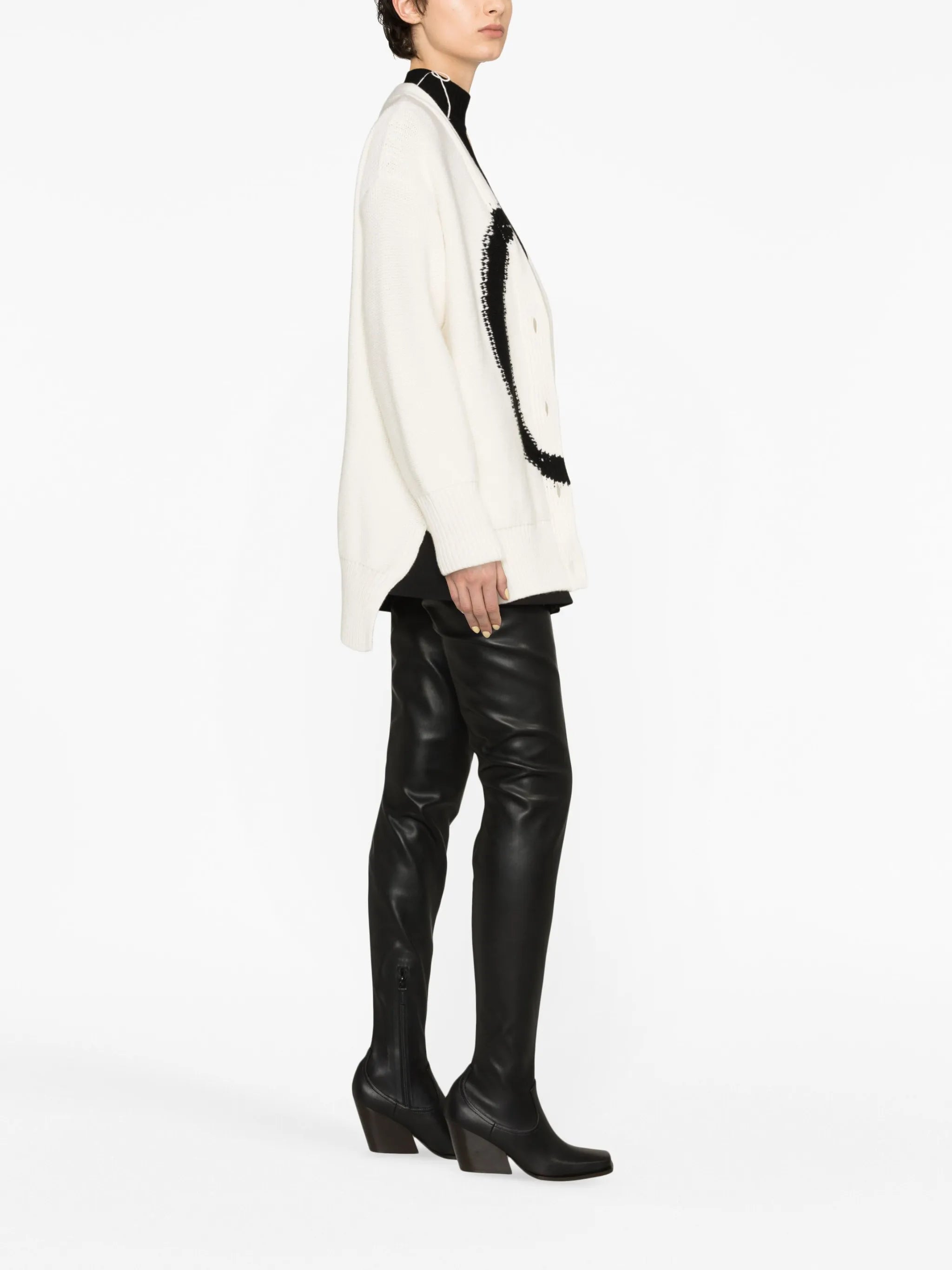 Maxi logo-intarsia wool cardigan