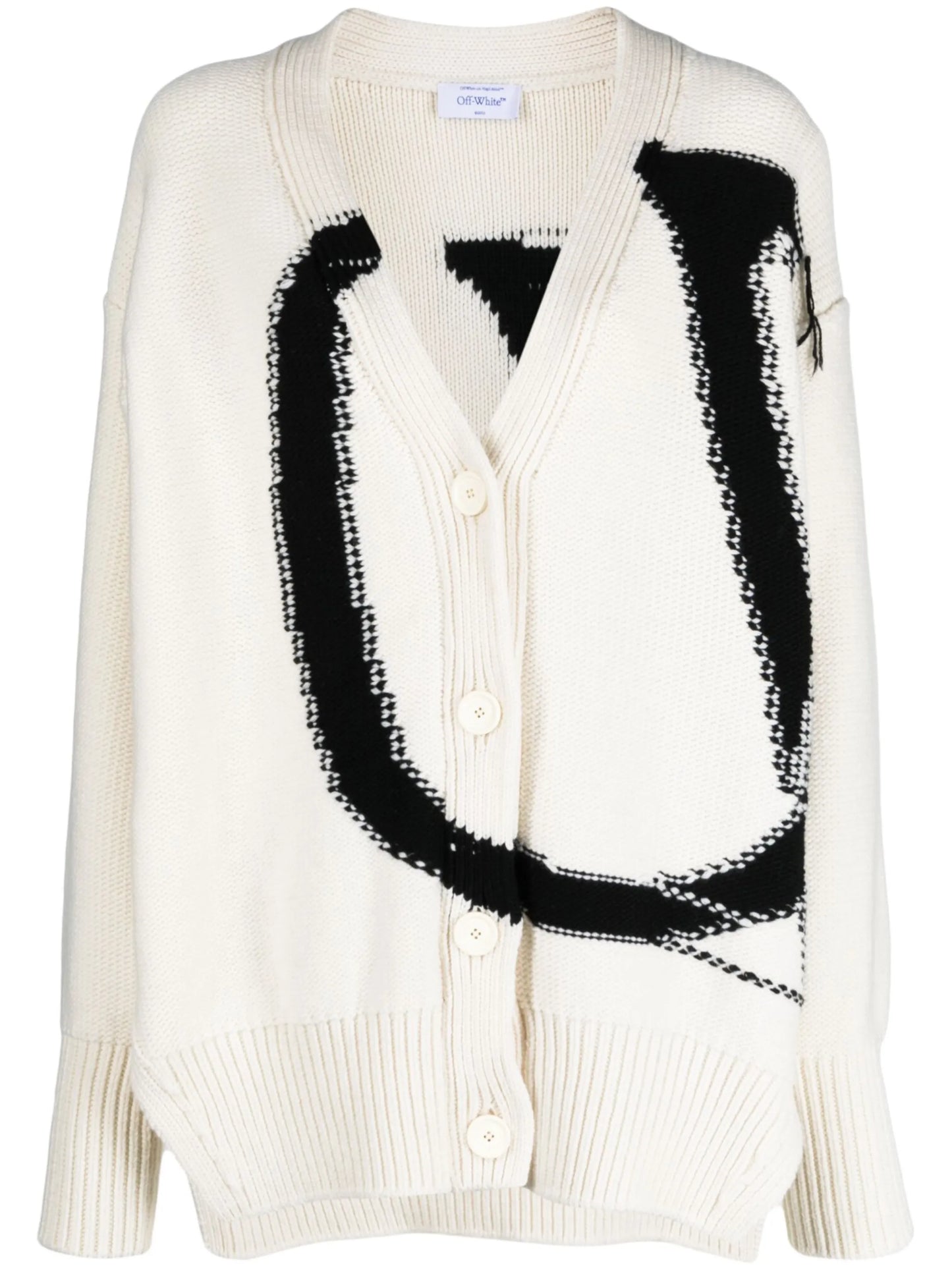 Maxi logo-intarsia wool cardigan