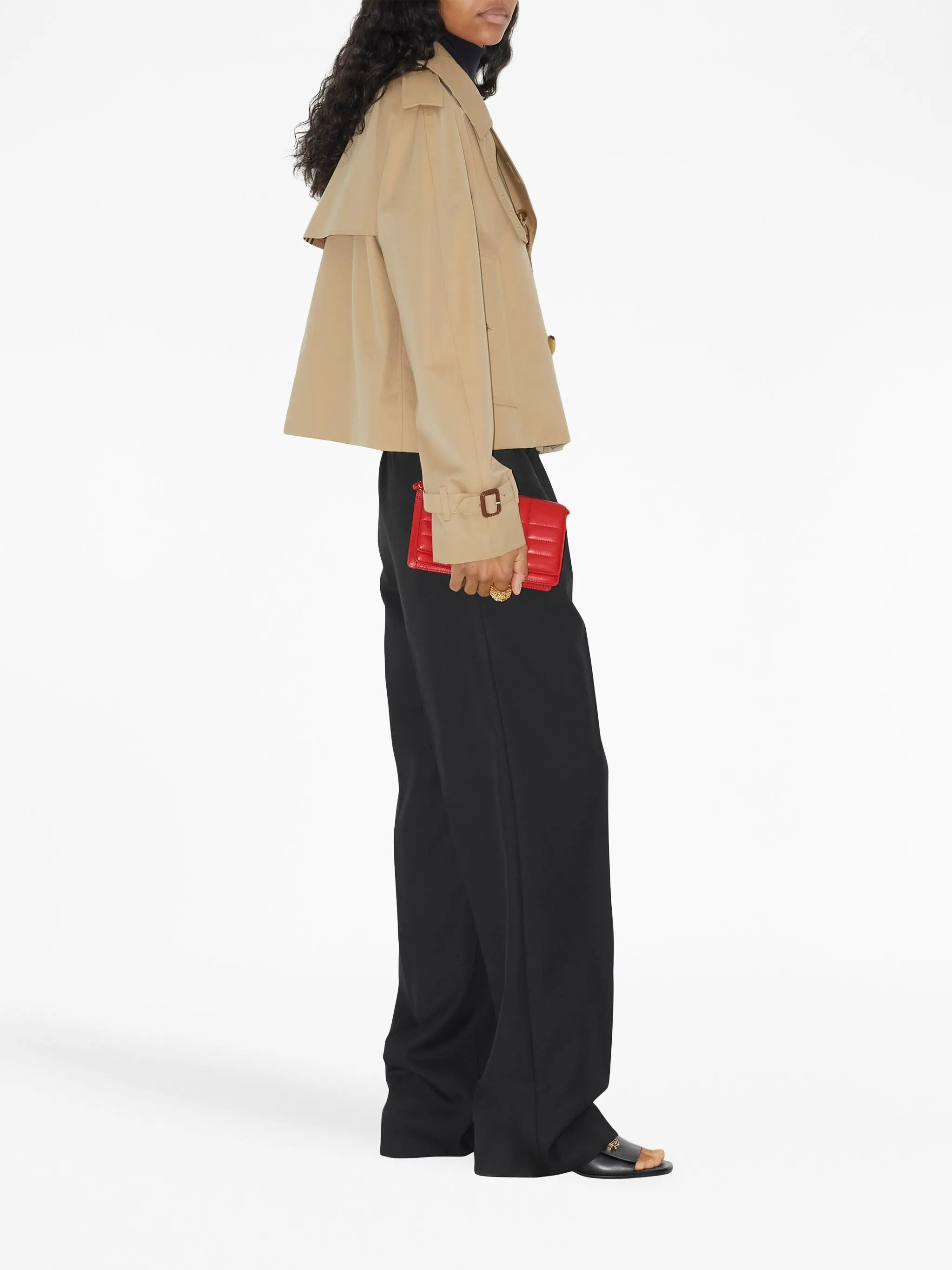 double-breasted cotton trench coat