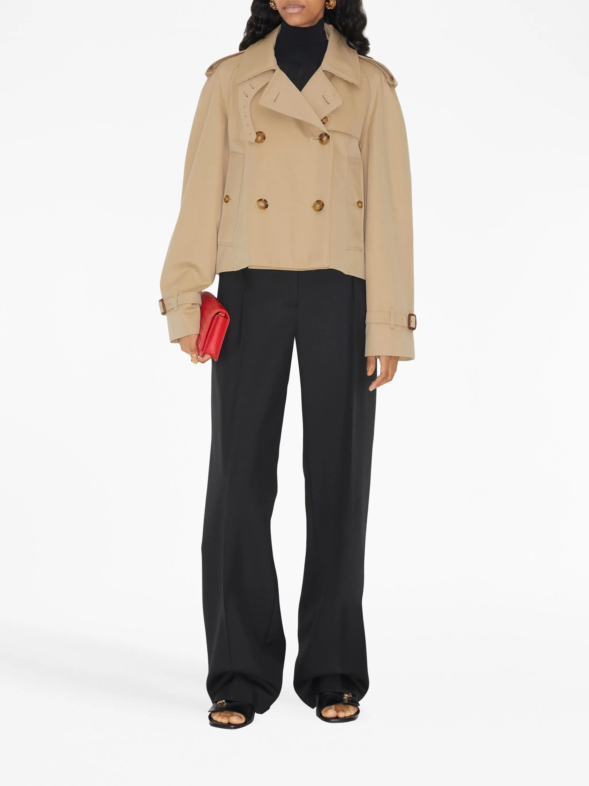 double-breasted cotton trench coat