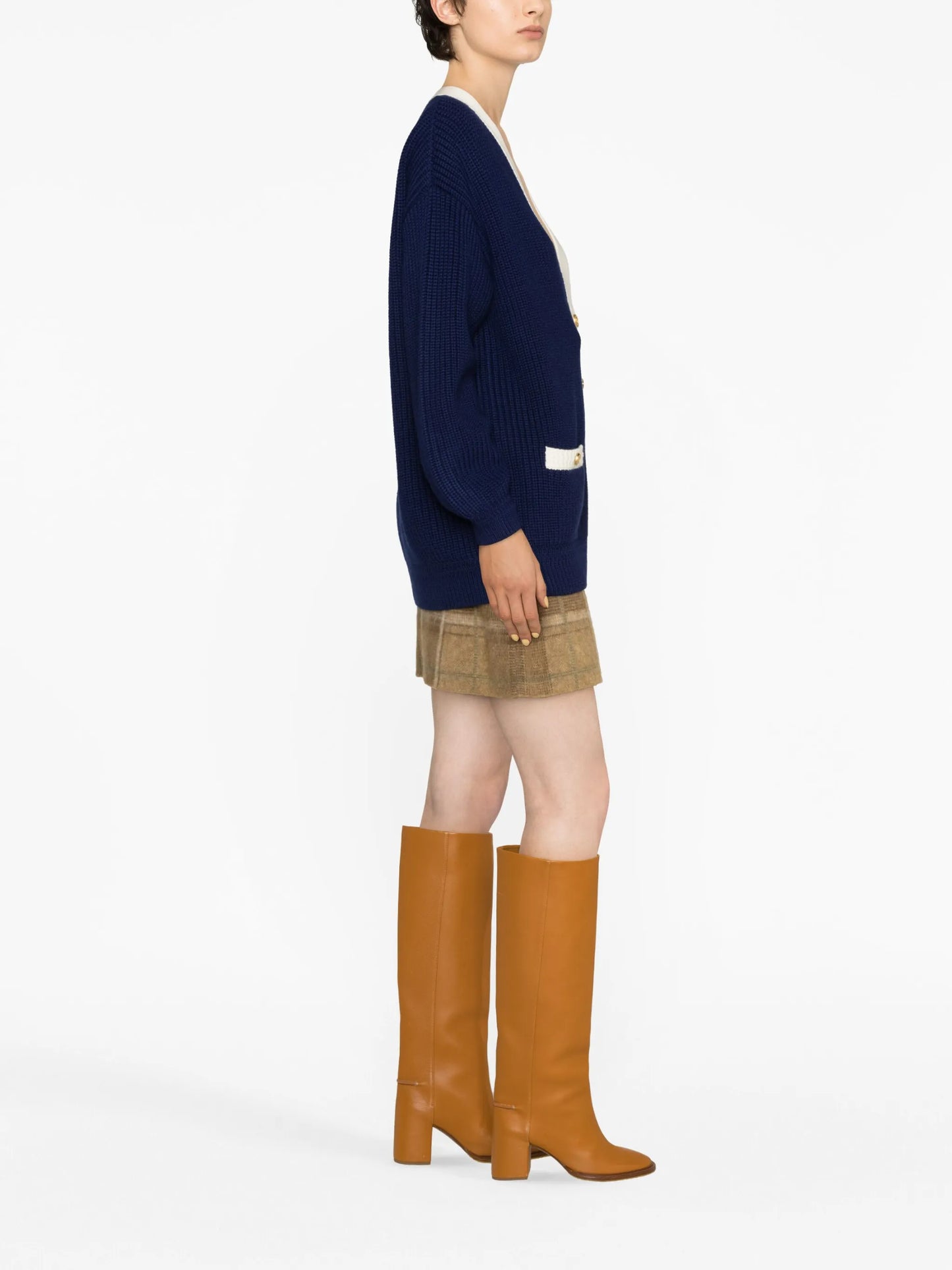 two-tone wool cardigan