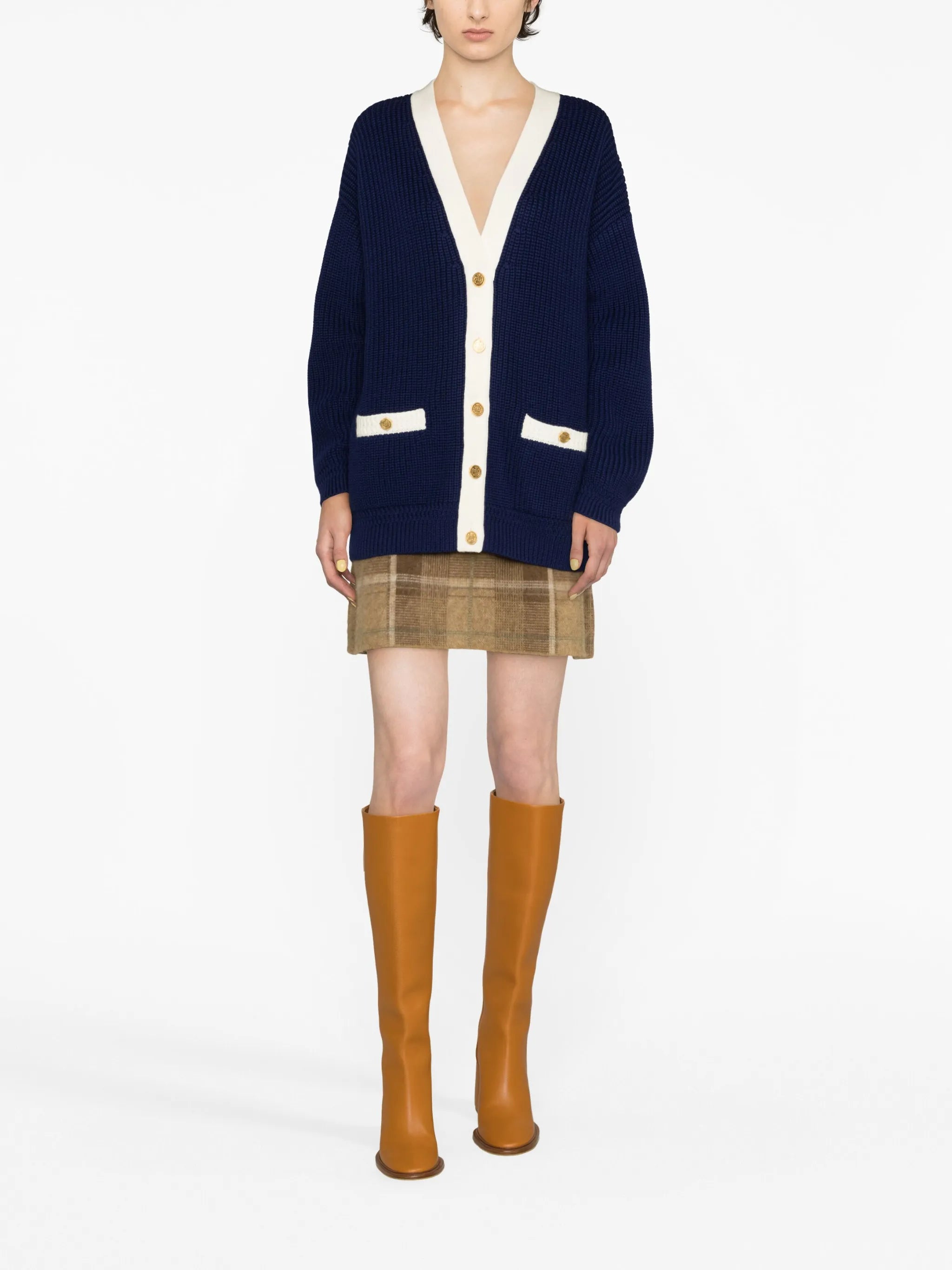 two-tone wool cardigan