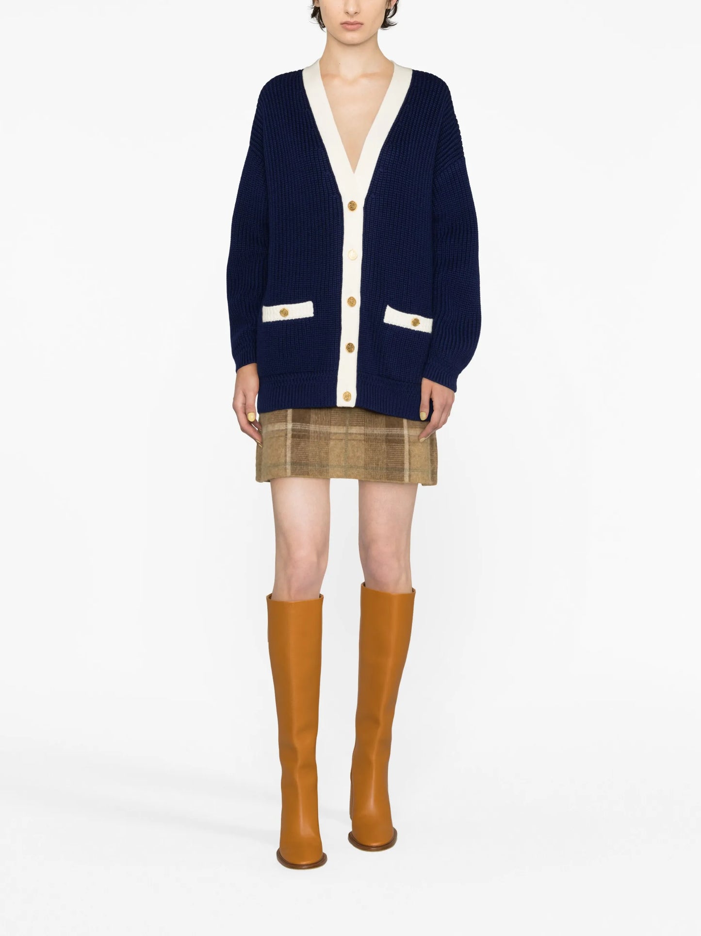 two-tone wool cardigan