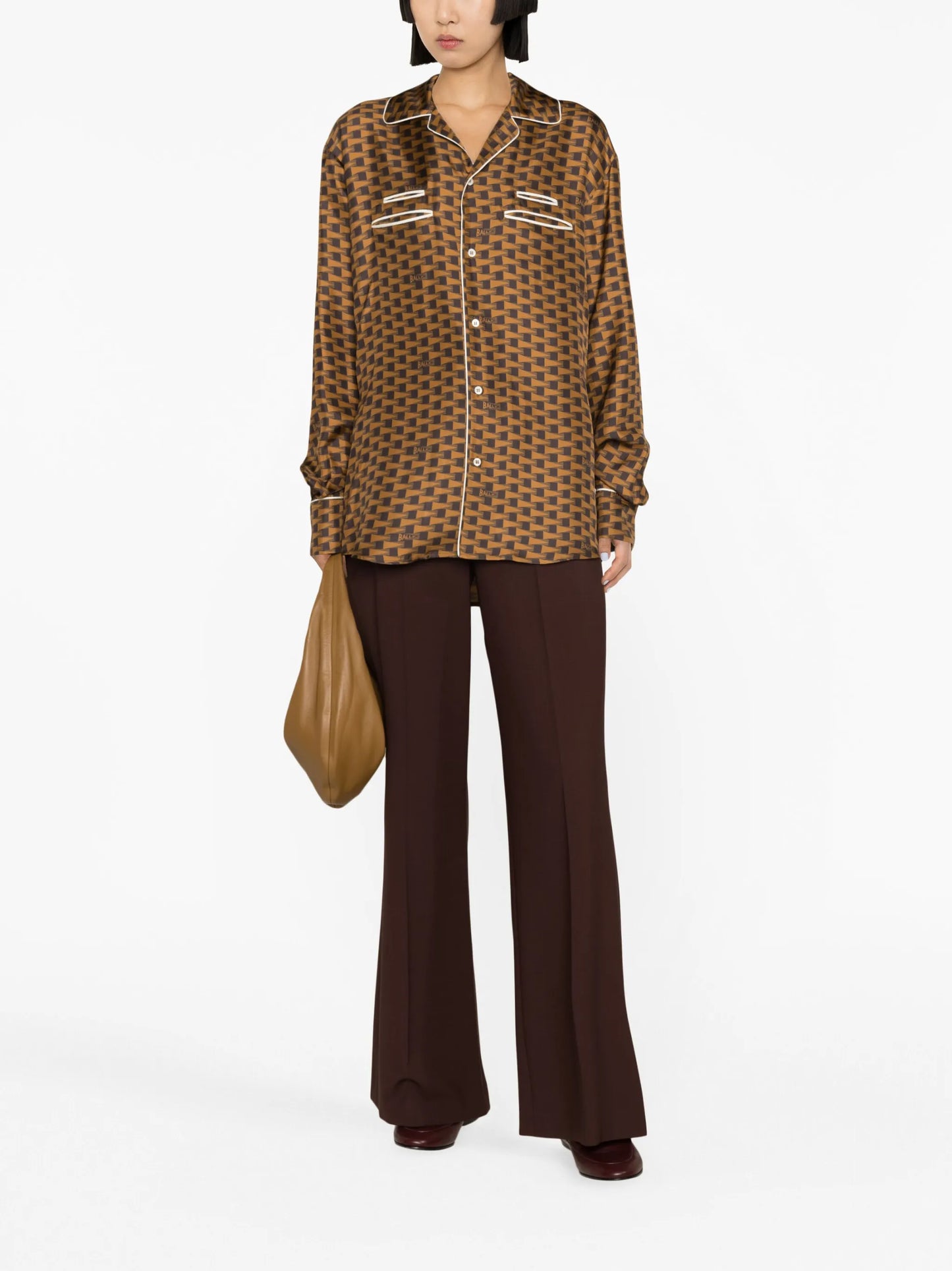 Pennant-print silk shirt