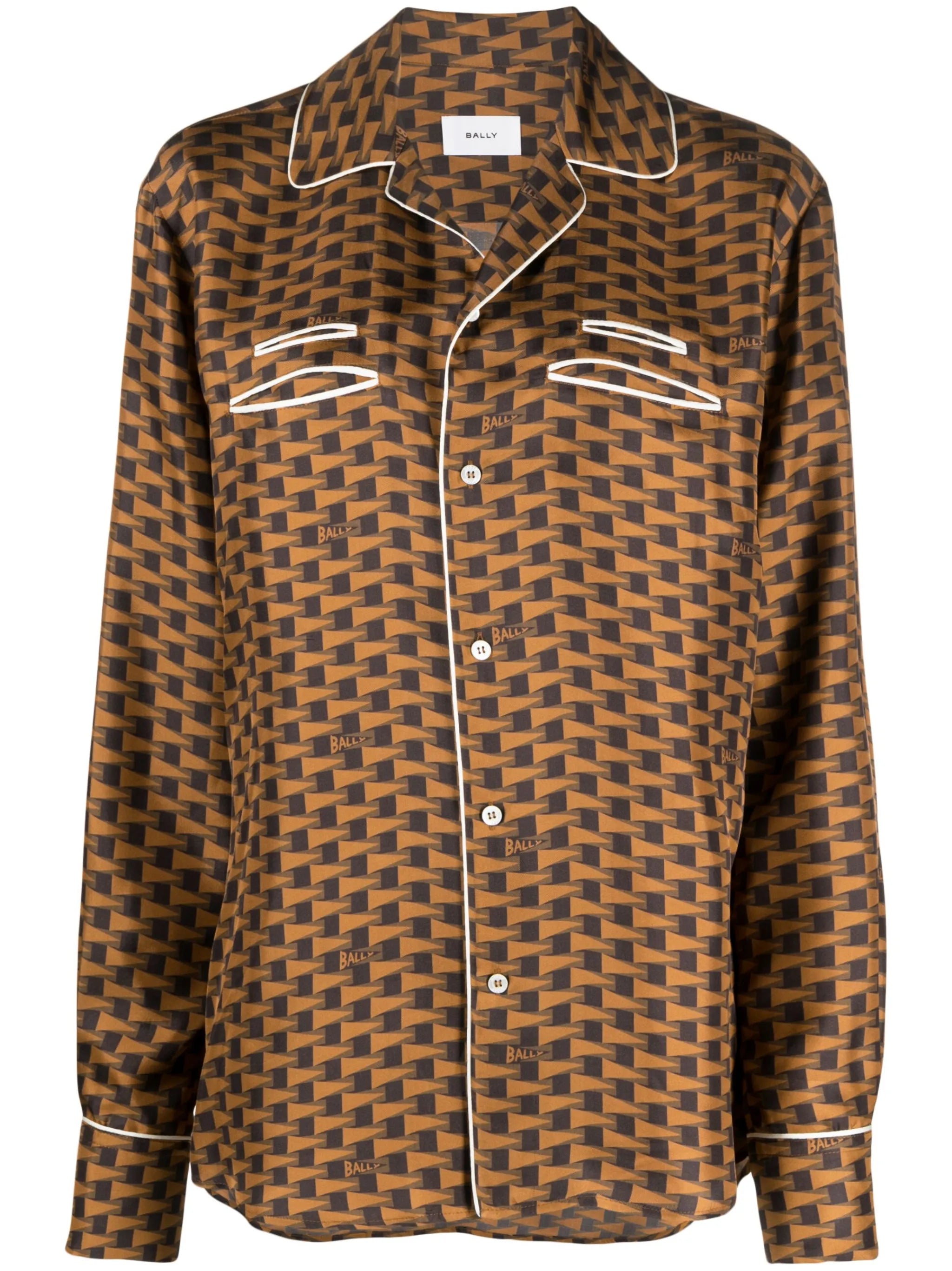 Pennant-print silk shirt
