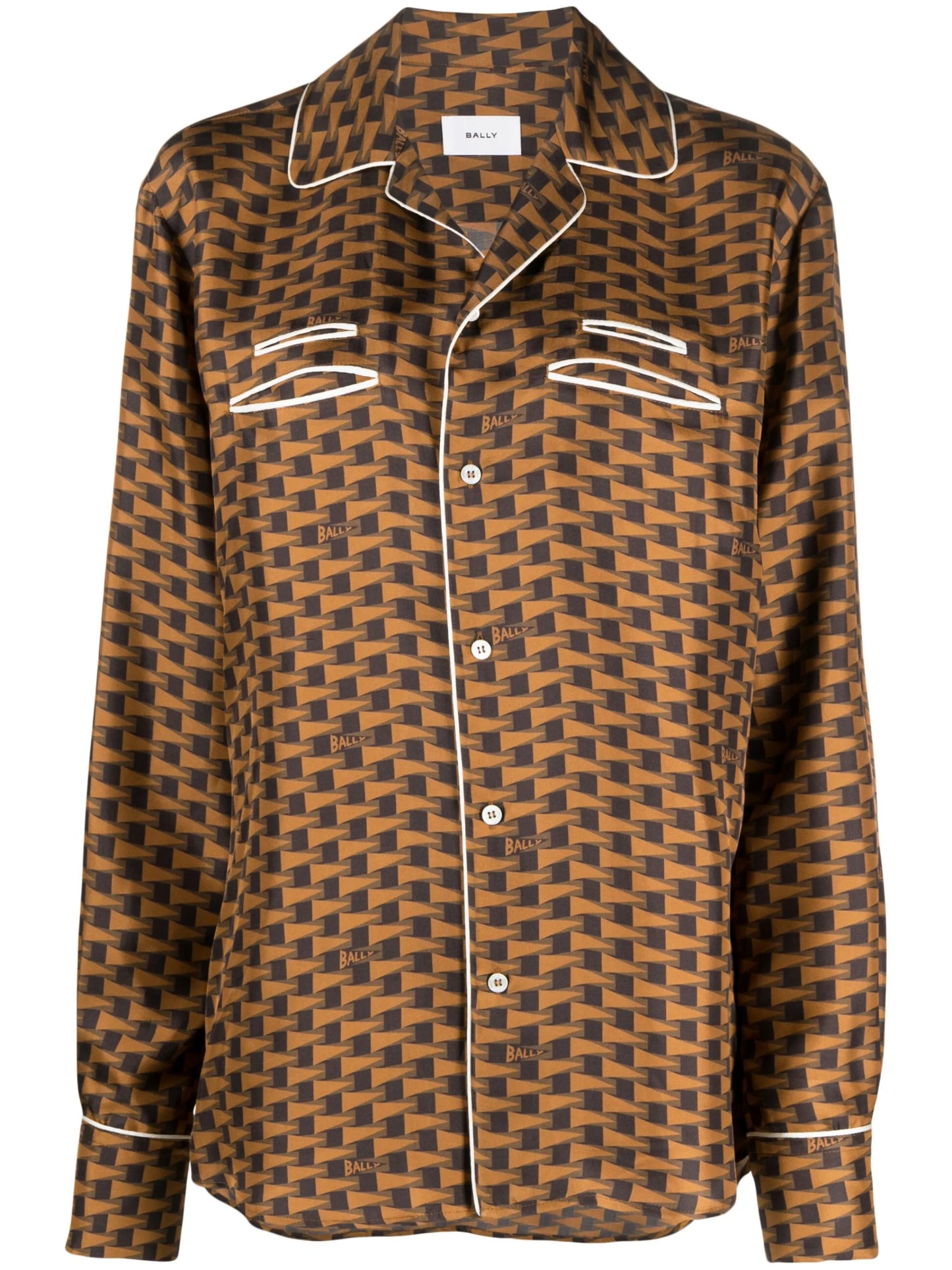 Pennant-print silk shirt